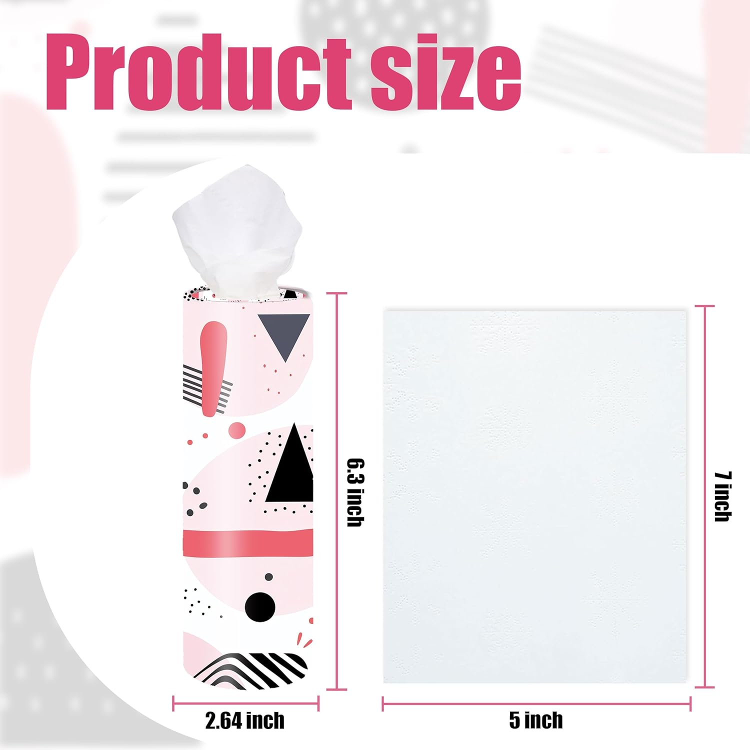 4-Pack Car Tissue Cylinders - 1980S Geometric Pattern, Fits Car Cup Holders, Travel Tissue Tubes with Facial Tissues (Geometric Design) - Style E image number 5