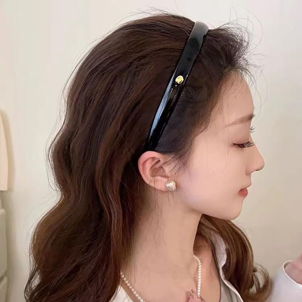 FQYN 3Pcs Retro Leopard Print Headbands Set, Fashion Acetate Hair Bands Black Head Bands Non-Slip Tortoise Headband with Teeth, Tortoise Shell Headband Hair Style Accessories for Women and Girls image number 4