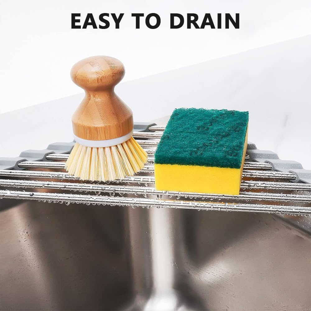 HYAVIA 2Pcs Garneck Sink Corner Drying Rack Triangular Sponge Holder for Kitchen Sink Space-Saving Dish Drainer for Dishes Utensils Tableware Rustproof Easy Storage image number 5