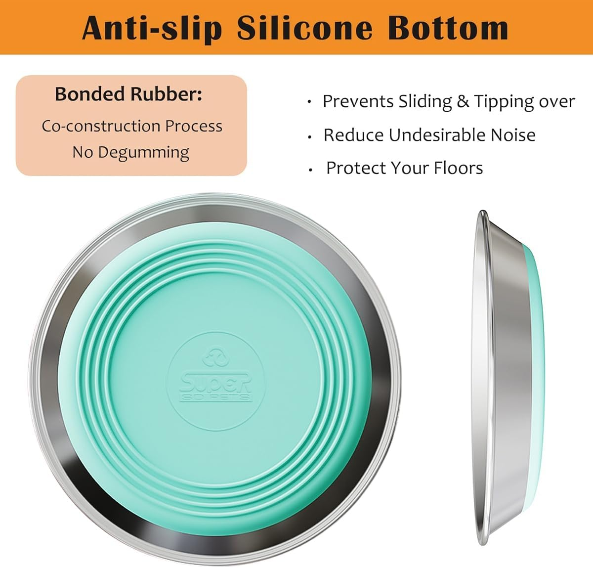 AIMALL Stainless Steel Cat and Dog Feeding Bowl with Anti-Slip Silicone Base, Shallow Wide Dish for Whisker Relief, Easy to Clean, for Wet and Dry Pet Food image number 4