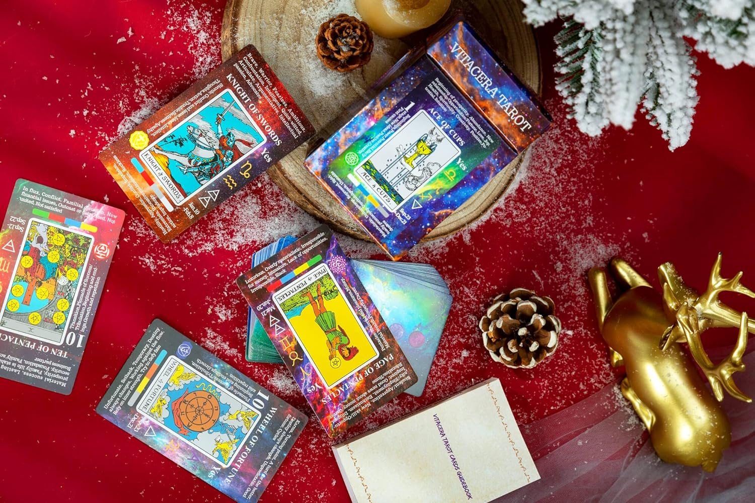 Vitacera Tarot Cards for Beginners with Meanings on Them, Tarot Card Deck with Guidebook, Keywords, Yes or No, Timing, Colors, Musical Pitch, Planet, Zodiac, Element, Chakra, Numerology and Meanings image number 4