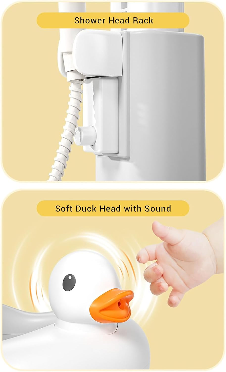 Baby Bath Stand, Adjustable Height anti Slip Foldable Baby Shower Stand, Suitable for Infants 8-36 Months (Khaki)