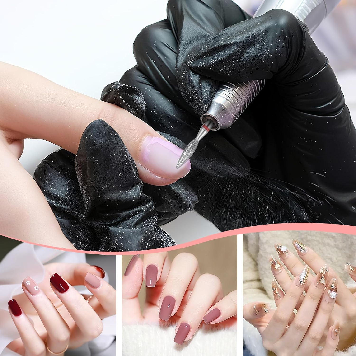 Gjinxi Diamond Flame Cuticle Drill Bits Set 12Pcs Cuticle Nail Drill Bit 3/32'' Professional Nail Bits Kit for Clean Dead Skin Manicure Pedicure, Acrylic Gel Nails, Salon Home Nails Care Tools image number 1