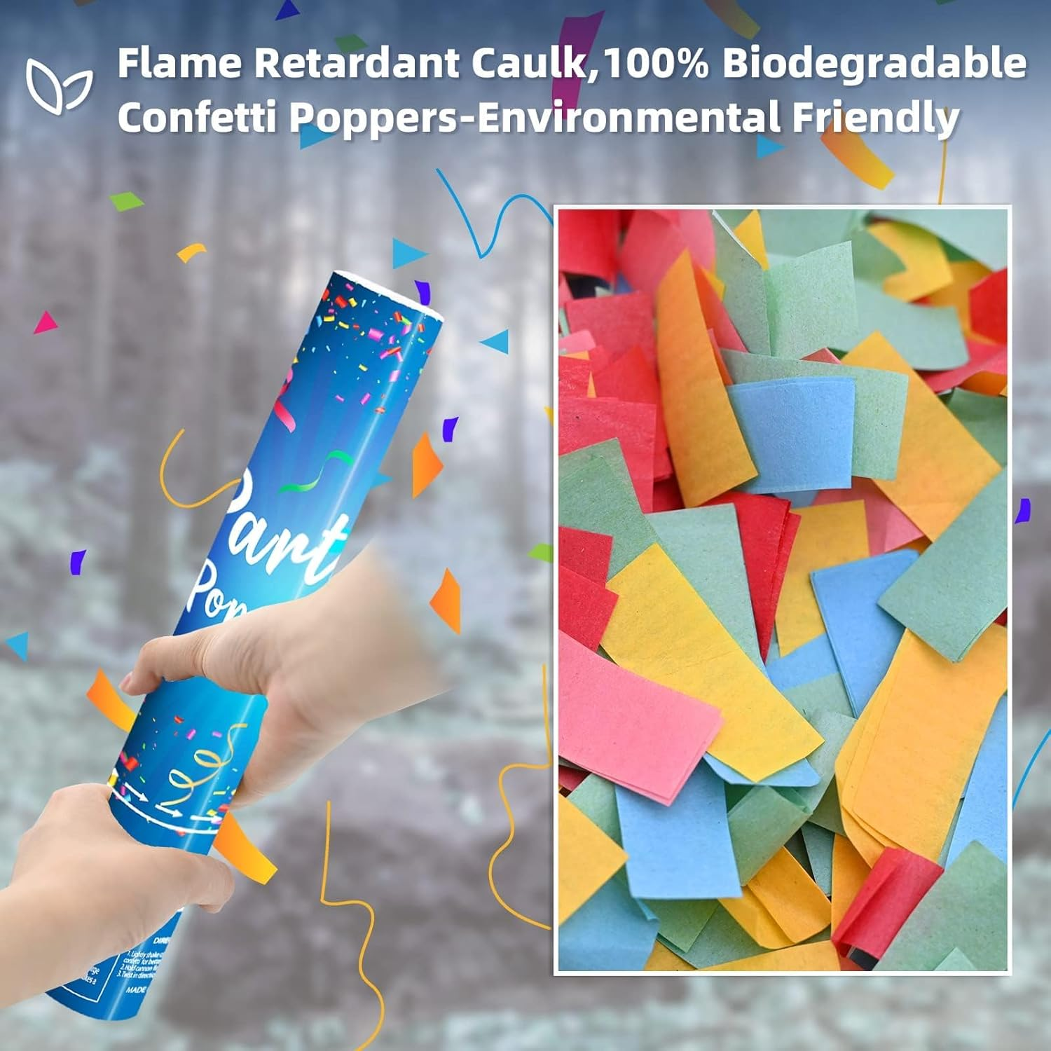 Biodegradable Confetti Cannon 6 Pack Multicolor Confetti Poppers 12 Inch Party Poppers Shooters Paper Popper Cannon for Wedding Birthday Graduation Decorations 2025 New Year'S Eve and Any Celebrations - Gold-6Pcs image number 5