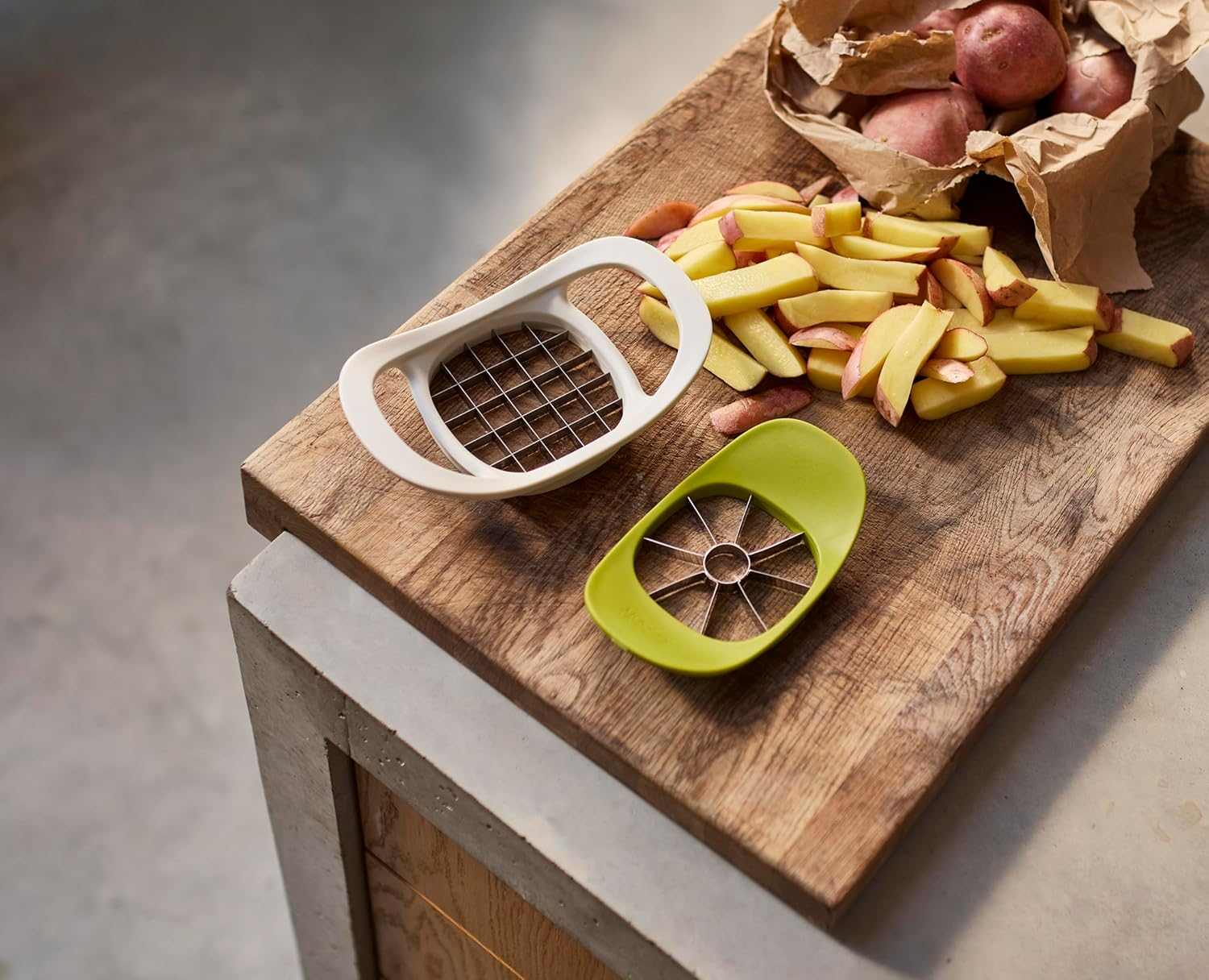 Joseph Joseph Nest Press 2-In-1 Apple Corer & Divider and Potato Chipper, Stainless Steel Blades, BPA Free, Dishwasher Safe image number 1