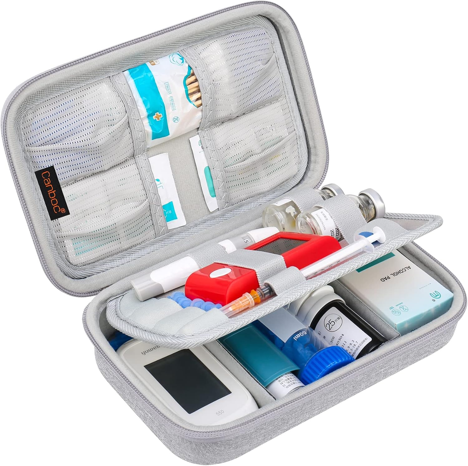 Canboc Diabetic Supplies Travel Case, Carrying Bag for Glucose Meter, Insulin Pens, Blood Sugar Test Strips, Lancets, Lancing Device, Medication, Alcohol Wipe or Other Diabetes Care Accessories, Black