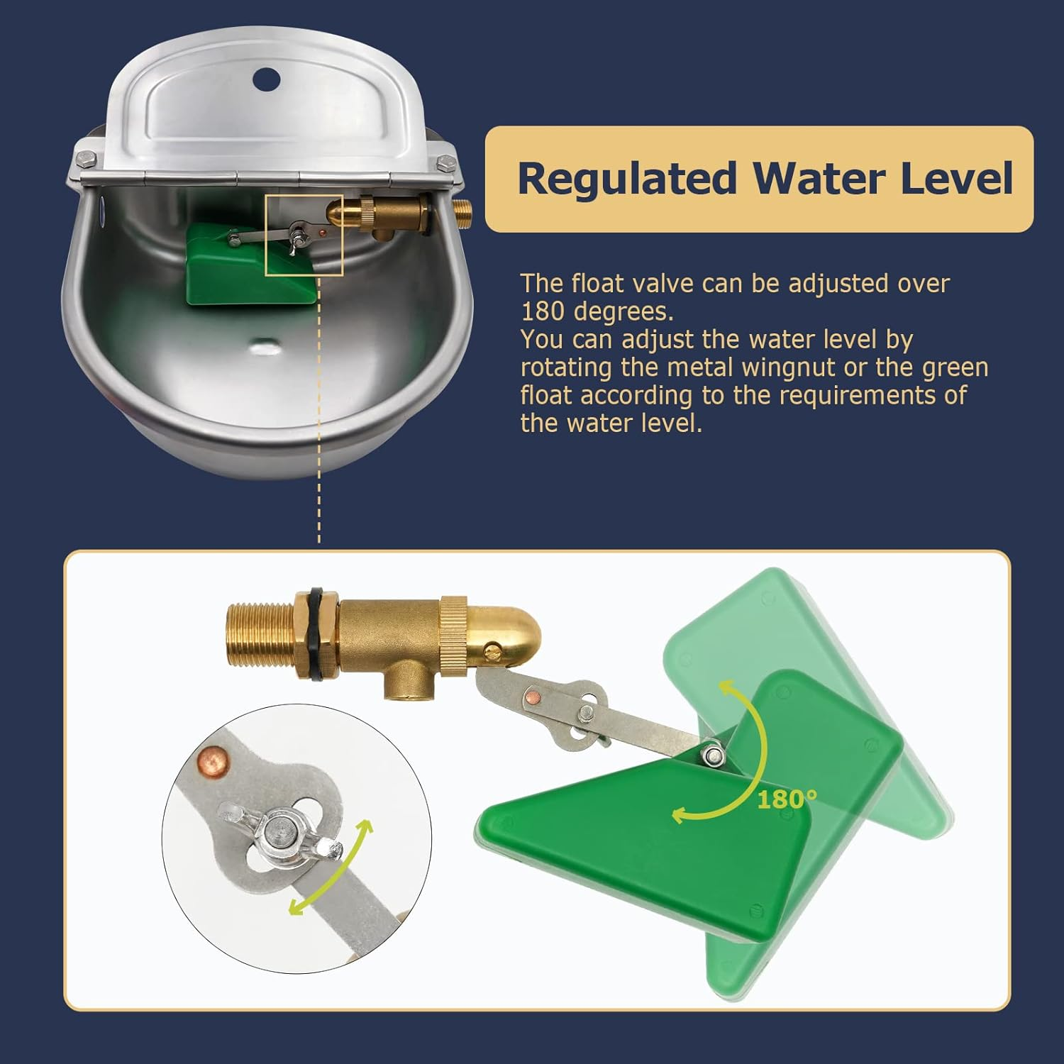 Automatic Horse Drinking Water Bowl with Float Valve Upgraded Stainless Steel Water Feeder Trough for Livestock Cow Sheep Goat Cattle Hog Dogs