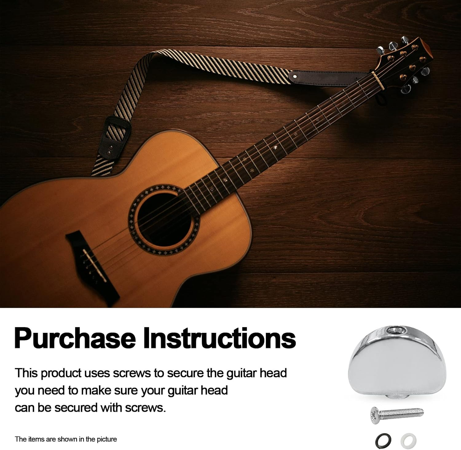 MAXCHEER 6PCS Metal Big Semicircle Guitar Tuning Pegs Tuners Machine Heads Replacement Buttons Knobs Handle (Chrome) image number 3