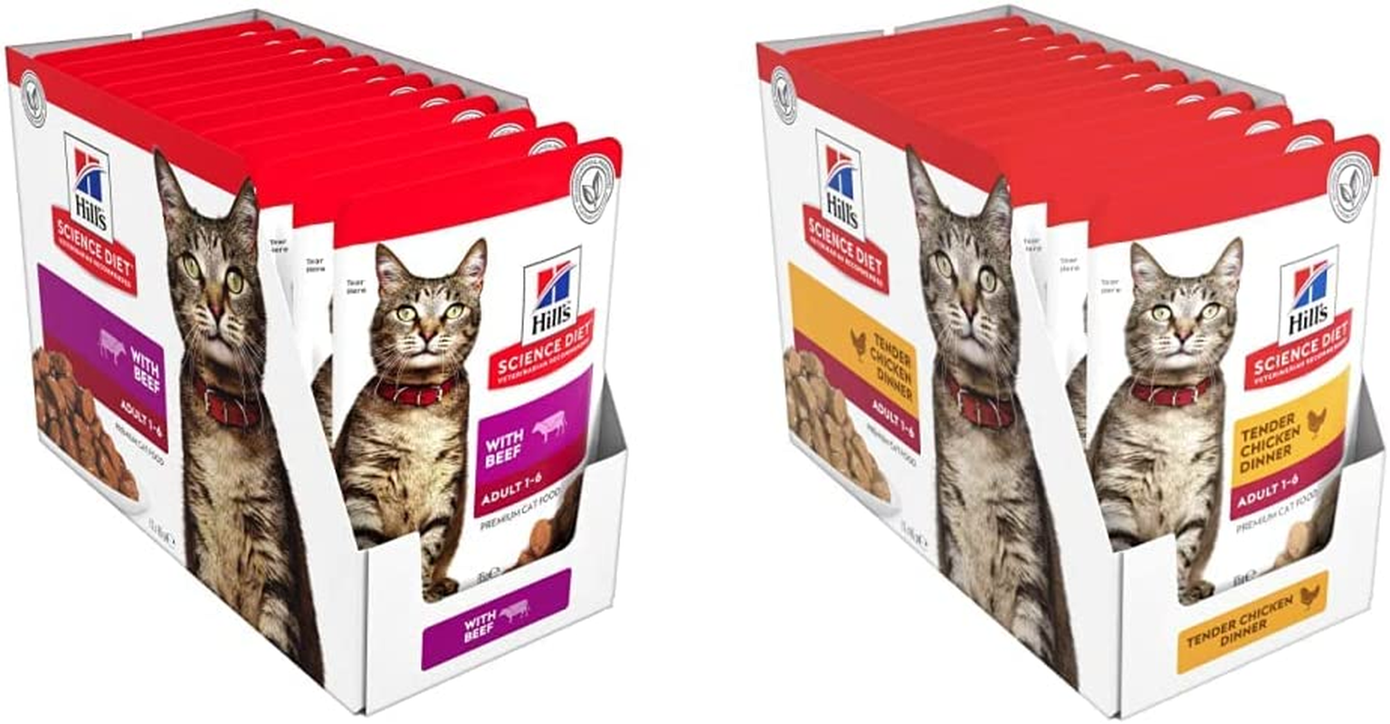 Hills Science Adult Wet Cat Food Pouches (Chicken & Beef) 2X12 Pack