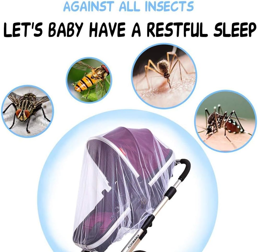 2Pcs Mosquito Net for Stroller, THJOPOKEEL Baby Stroller Mosquito Net, Breathable & Foldable Pram Net Cover with Elastic Edge for Strollers, Bassinets, Cradles, Playards and Portable Mini Crib image number 3