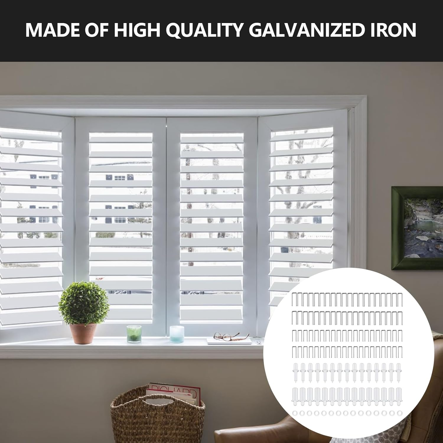 125 Pcs Plantation Shutter Pins Kit with 15 Pcs Springs, Spring Loaded Plantation Shutter Parts, Louvers Repair Pins Easy to Replacement, Louver Movable Blade Repair Parts, Windows Tools Supplies image number 1