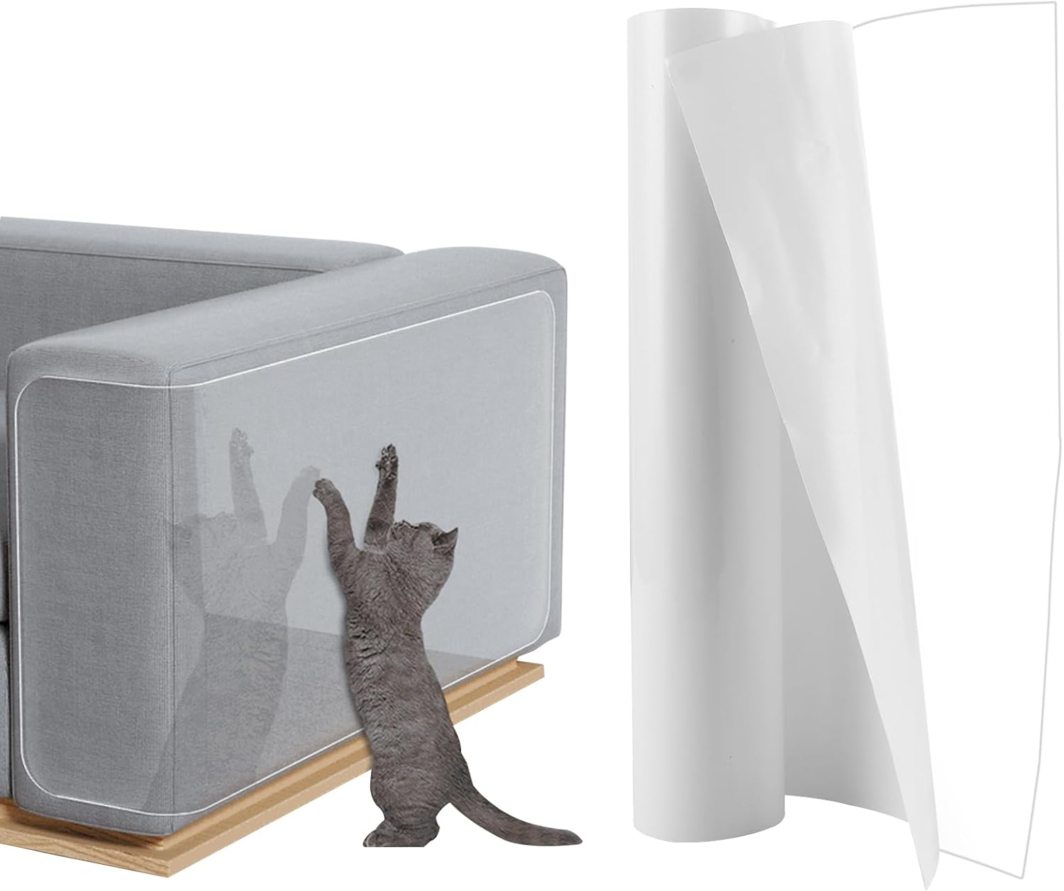 APACALI Pack of 2 Cat Scratch Protection Film, 30 X 300 Cm, Scratch Protection for Cats, Self-Adhesive Scratch Protection Film, Transparent, Anti-Scratch Film for Cats for Furniture, Couch, Door, image number 2