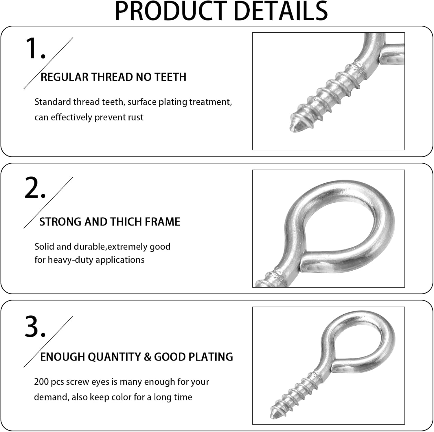 200 Pcs Metal Screw Eye Pins Hooks 7X14Mm Heavy Duty Screw Eye Pins for DIY Jewelry Making Rhodium Plated Eye Bolt Arts & Crafts Project image number 4