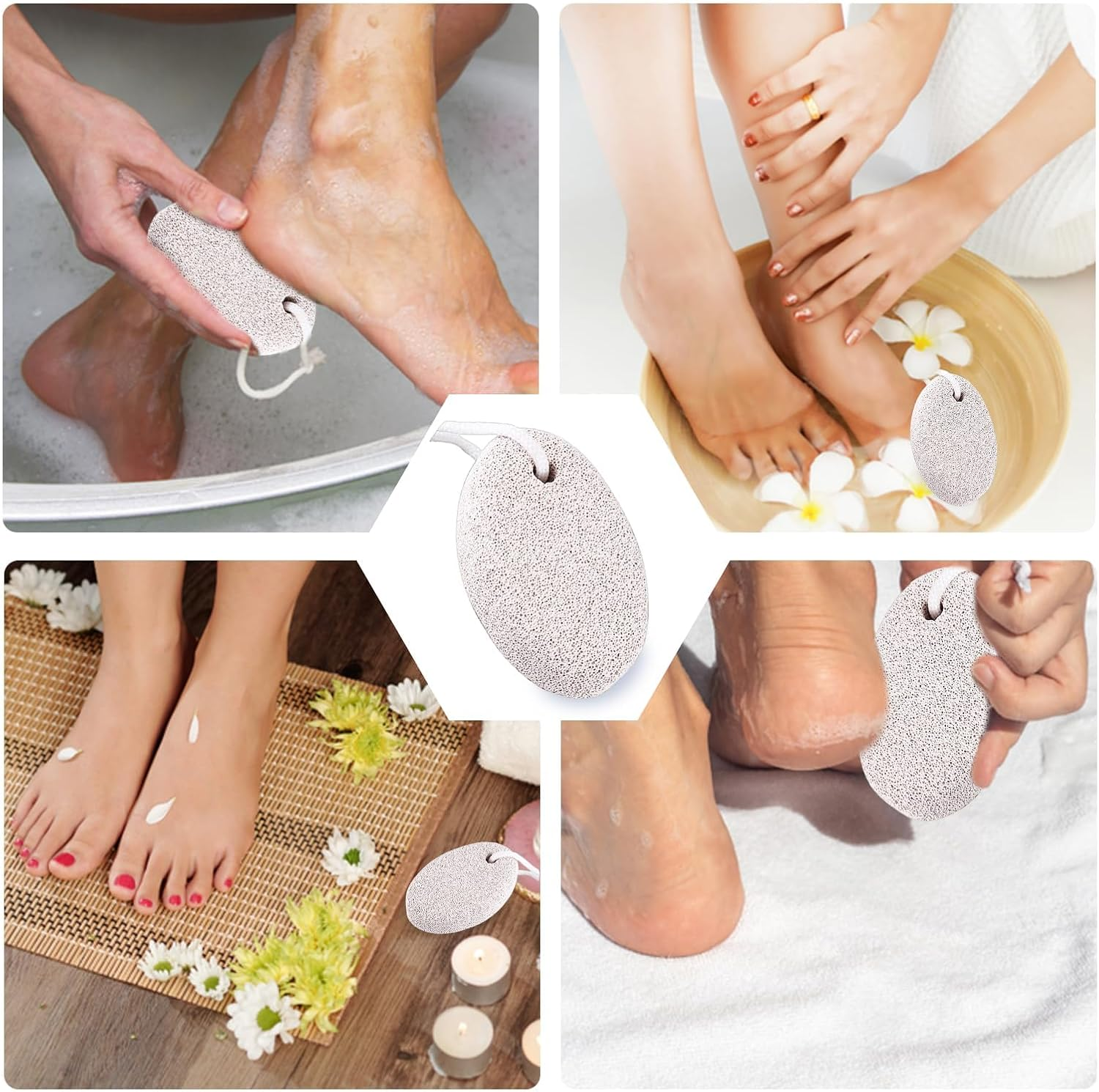 6 Pack Natural Foot Pumice Stone for Feet,Lava Pedicure Tools Hard Skin Callus Remover for Feet and Hands,Foot Exfoliator,Foot Scrubber,Foot File,Remove Dead Skin and Calluses image number 2