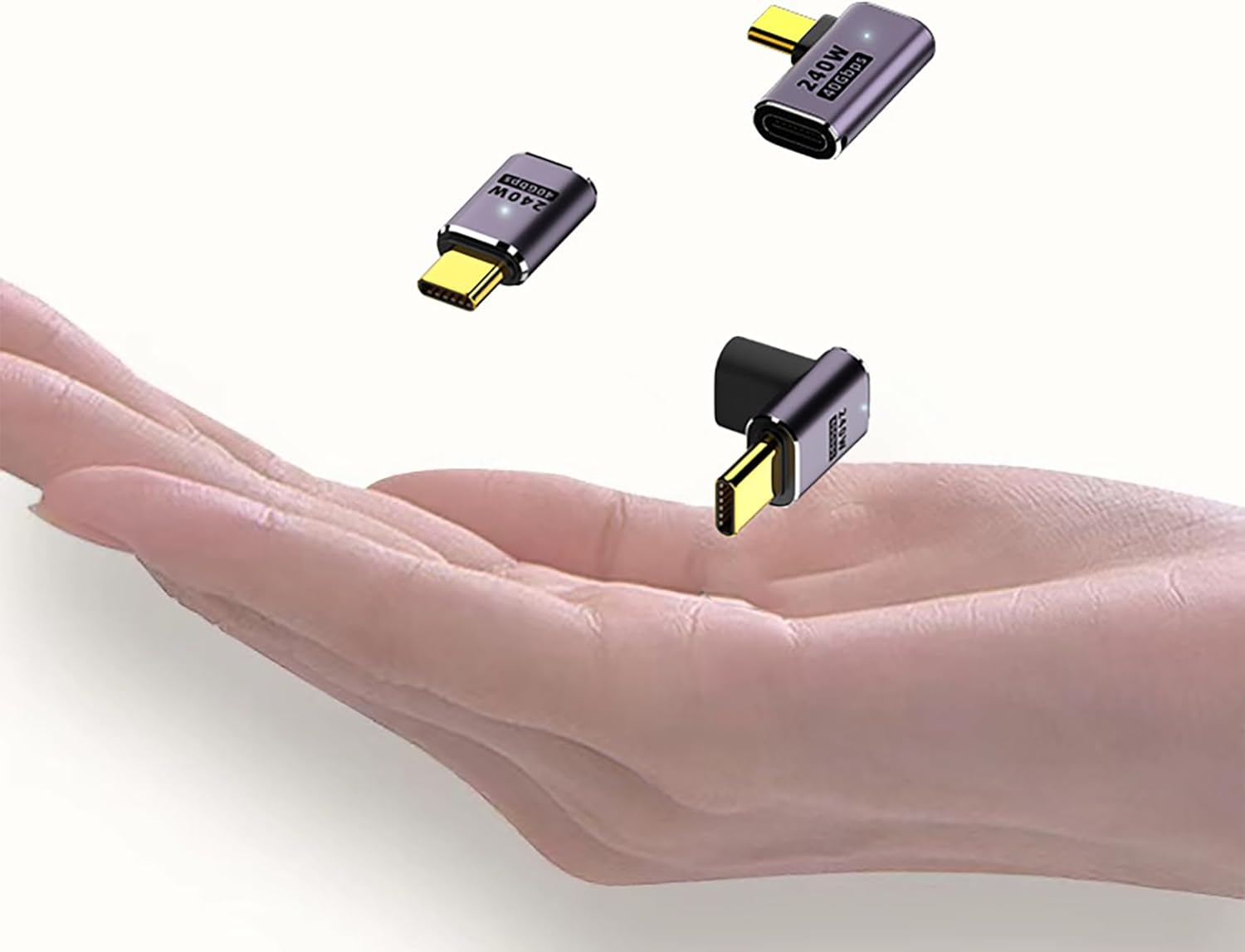 Tunghey 8Pack USB C to USB C Adapter Kit, USB C 90 Degree U Shape Adapter 240W, 40Gbps, Male to Female Extender with 8K Video Support USB 4 Cable for Laptop, Tablet and Phones Various Angles image number 3