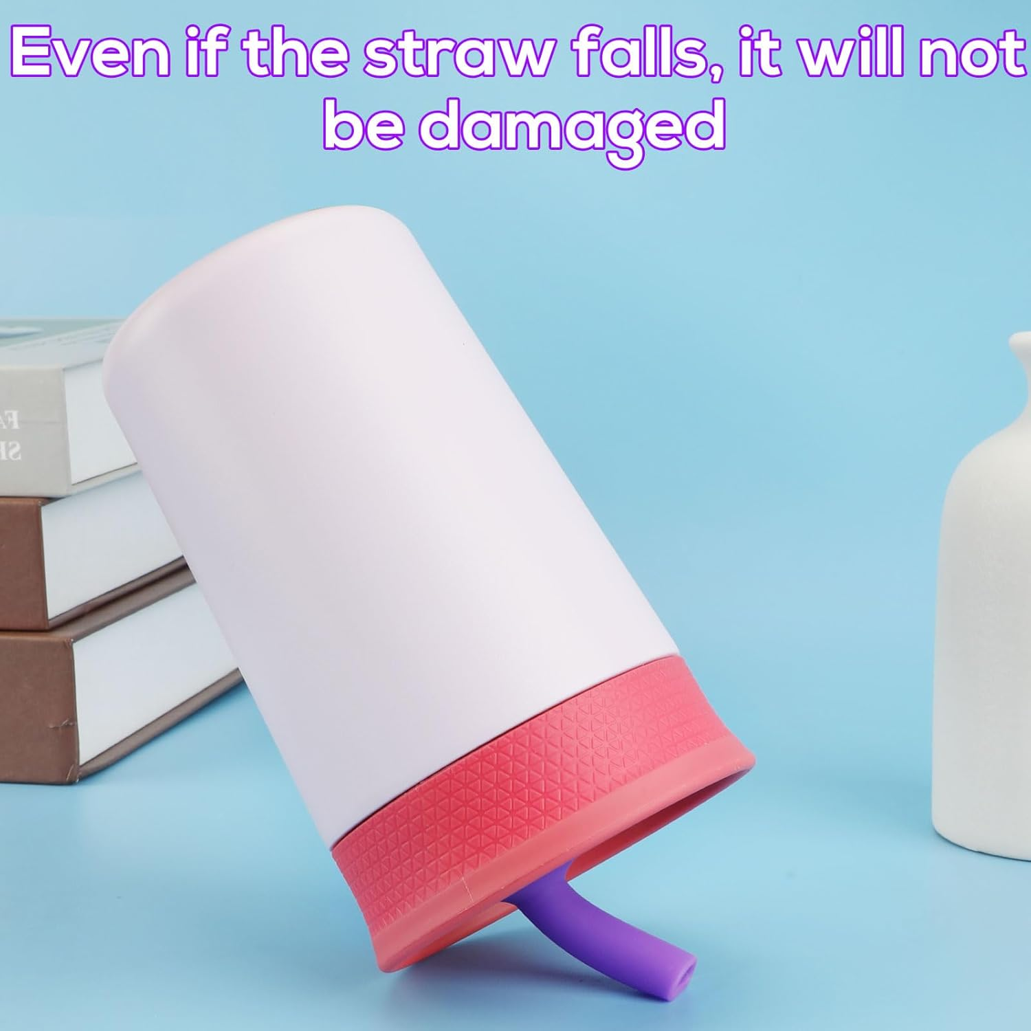 2Pcs Silicone Straw Cover & 2Pcs Plastic Straw, Flower Pattern Flexible Cup Lid Accessories for Owala Kids Insulation Stainless Steel Tumbler 12Oz & Kids Plastic Water Tumbler 15Oz Parts, Bpa-Free image number 1