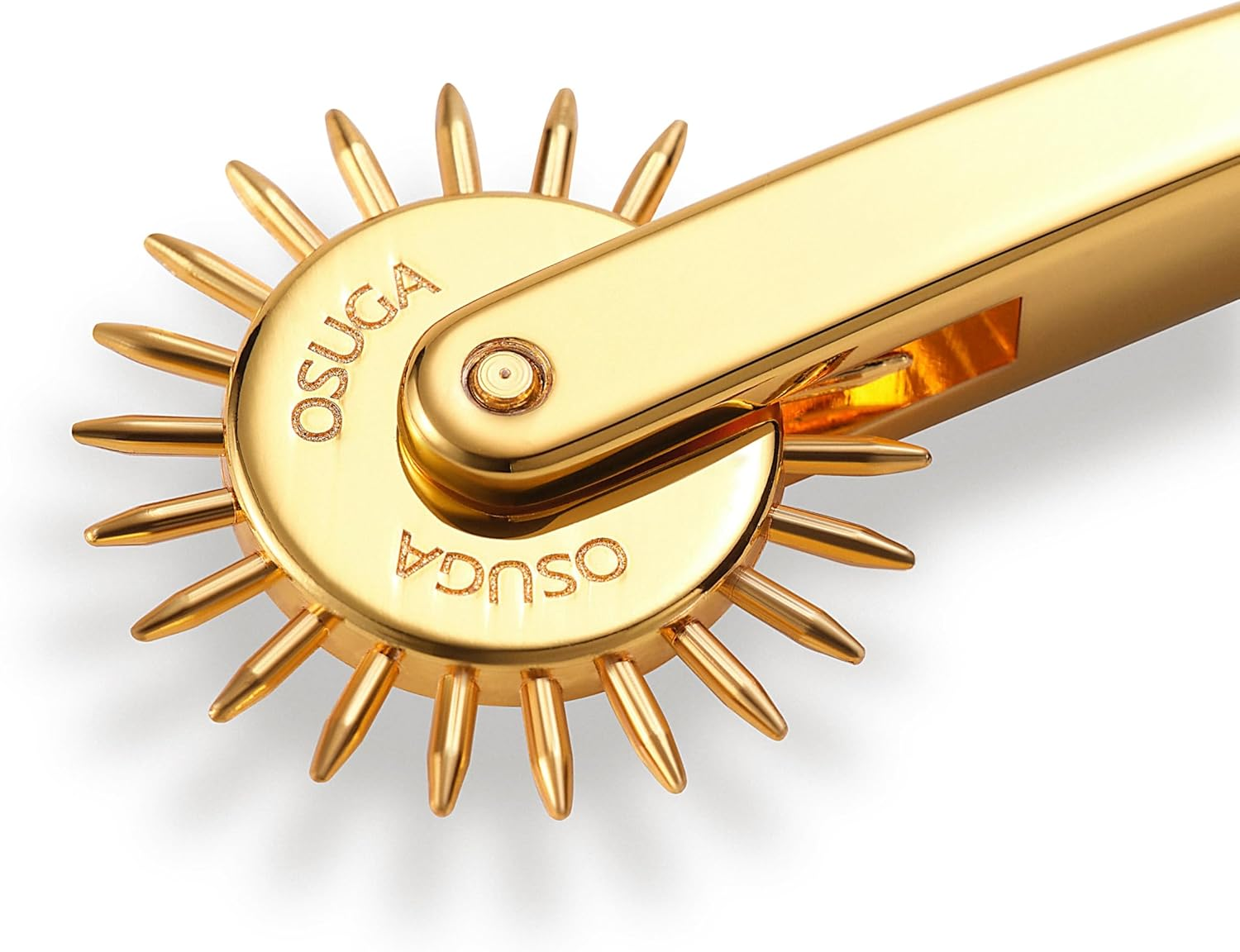 OSUGA Golden Erotic BDSM Toys Foreplay Pinwheel Sex Roller Nipple Breast Spikes Fetish Tongue Stimulator Sex Tools Sensory Play 22 Pins Flirting Stimulation Roller Portable Couple Sex Toys image number 4