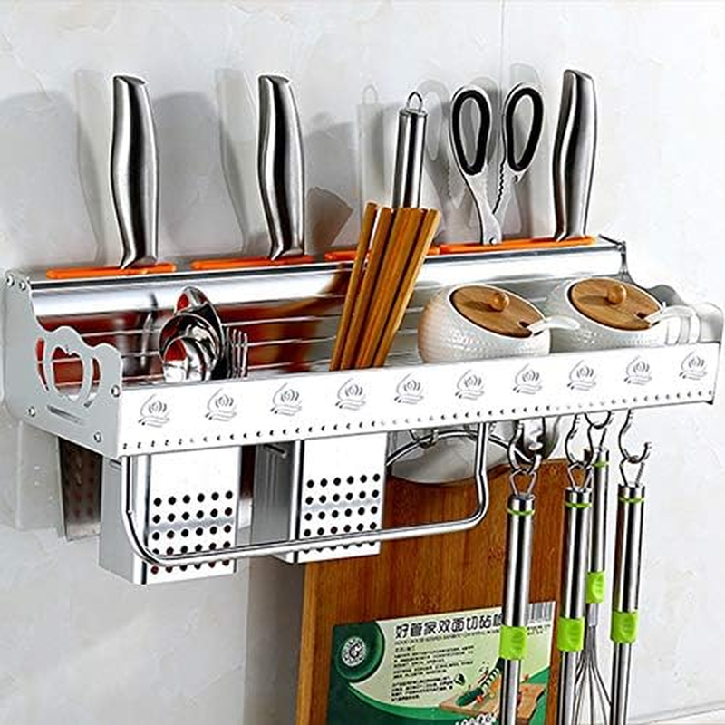 Kitchen Shelf 50Cm 2 Chopstick Cylinders 6 Hooks Kitchen Multi-Function Single-Layer Wall Hanging Knife Holder Storage Rack Kitchen Shelf image number 6