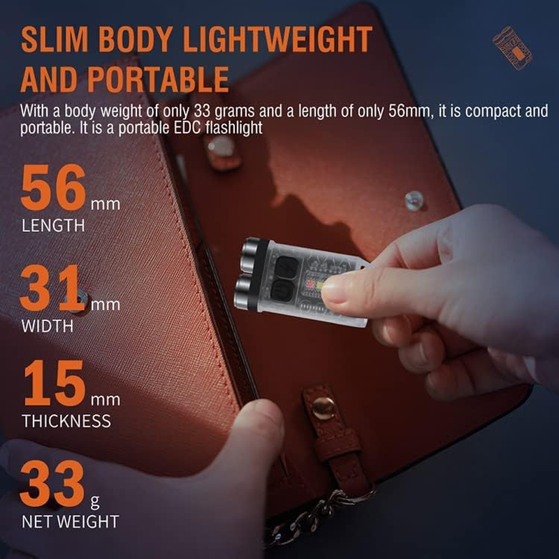 Vortex V3-White EDC Flashlight with Red UV Blue Light Emergency Signals Fluorescent Powerful 900Lm Rechargeable Mini Pocket LED Keychain Flashlight 10 Modes Usb-Type C IP65 Waterproof Magnetic End image number 1