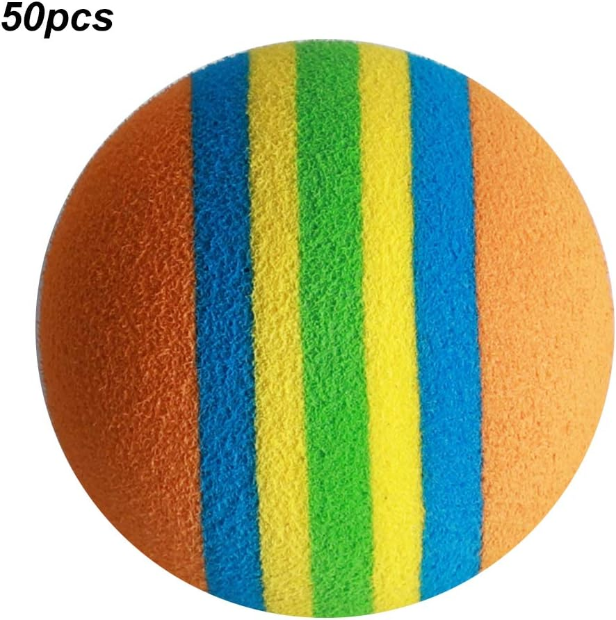 Alvinlite 50PCS Foam Balls for Cats, Rainbow Cat Toy Ball, Soft & Safe, 1.38 Inch, Indoor Play