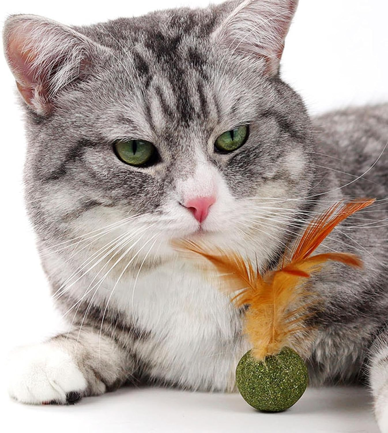 Catnip Balls for Cats | Cat Teething Toys with Tail | Lickable Energy Ball for Hunting Play Teeth Cleaning Mental Stimulation Boredom Indoor Outdoor Fun Activities image number 2