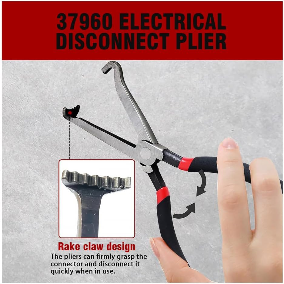 Electrical Disconnect Pliers,Long Spark Plug Disassembly Pliers,Electrical Connector Pliers Automotive Tool for Push Tab Style Plugs(Red) image number 4