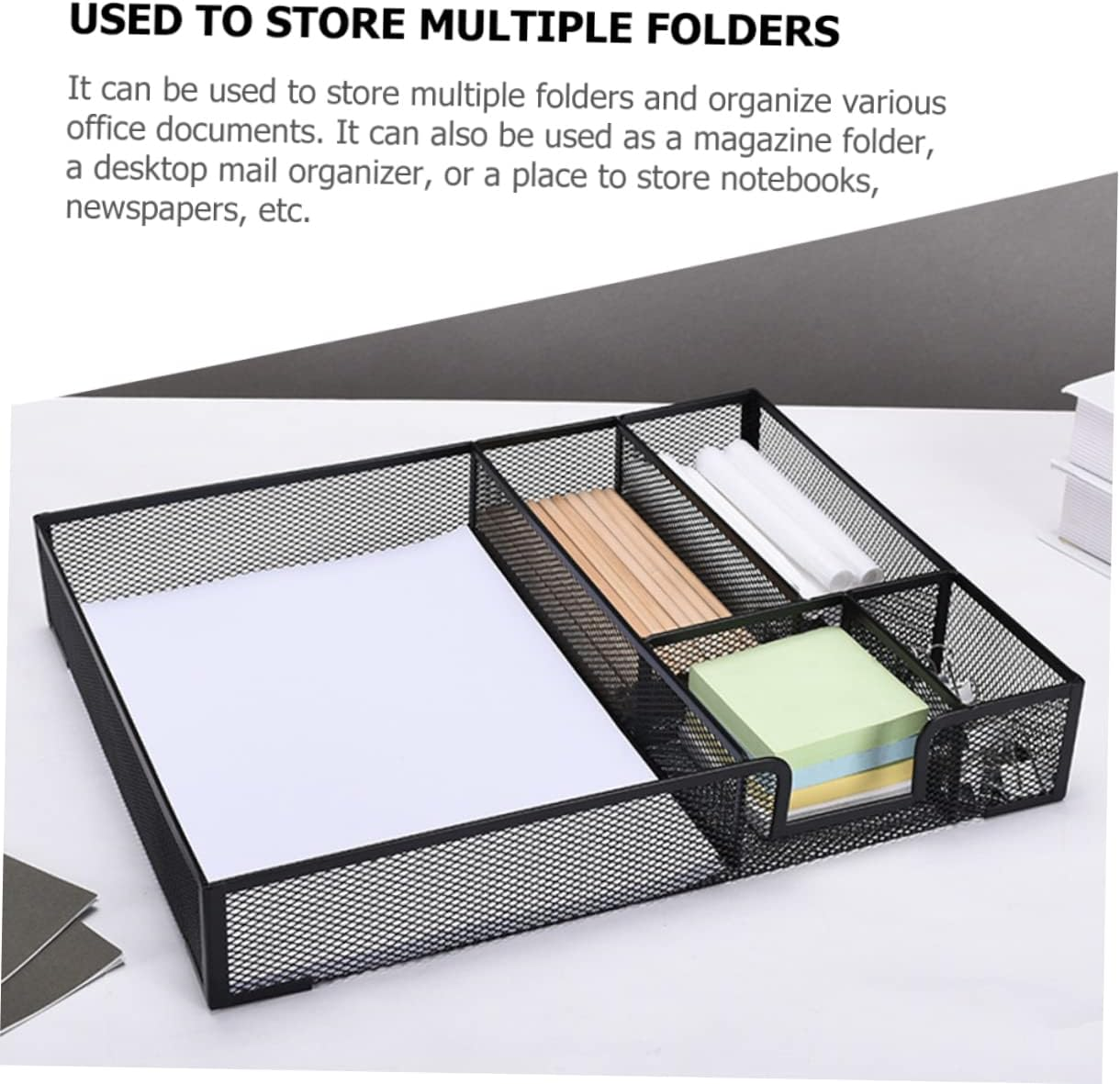 Parliky Mesh File Rack Metal Holder for Desk for Office Organization File Basket for Desk for Home Storage Folder Holder image number 1