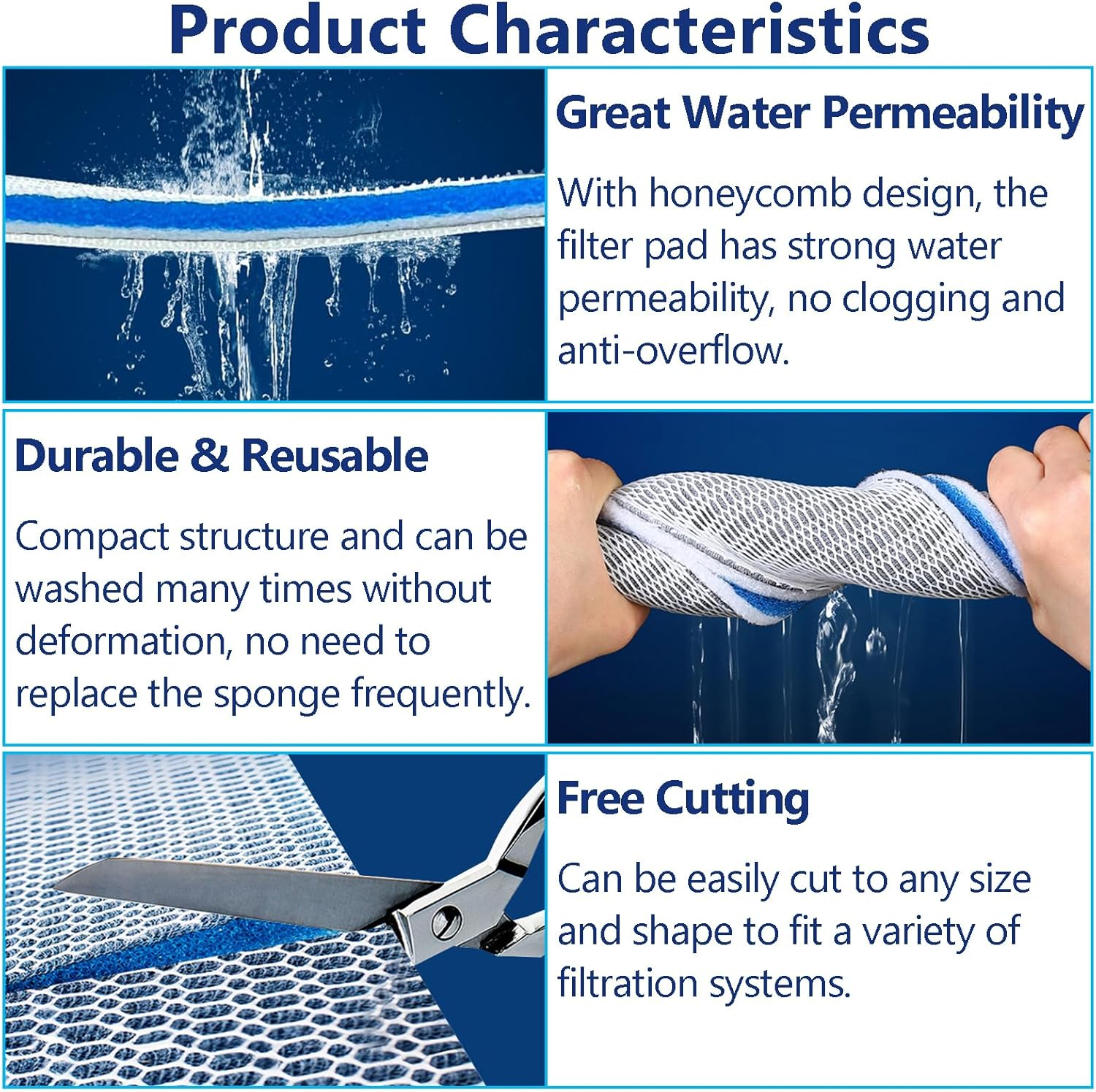 Acbbmns 8D Aquarium Filter Cotton, 1-Pack 40 X 120 X 2Cm Fish Tank Filter Cotton 8-Layer High Density Aquarium Biochemical Filter Sponge Super Filter Effect image number 2