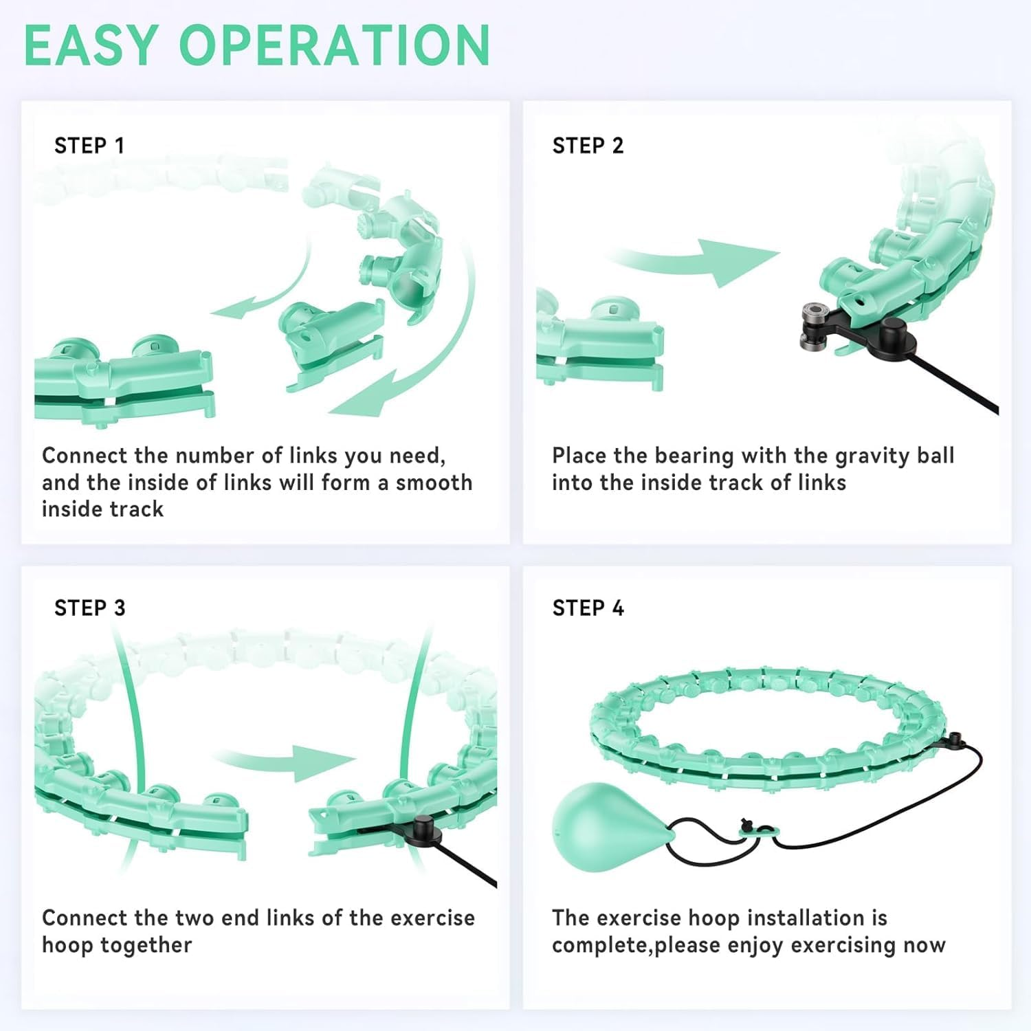 Weighted Hula Infinity Fitness Hoop for Adult Weight Loss, 2 in 1 Smart Fitness Workout Hula Circle Hoops with 32 Detachable Knots, Exercise Fit Hoop Suitable for Women and Beginners image number 6