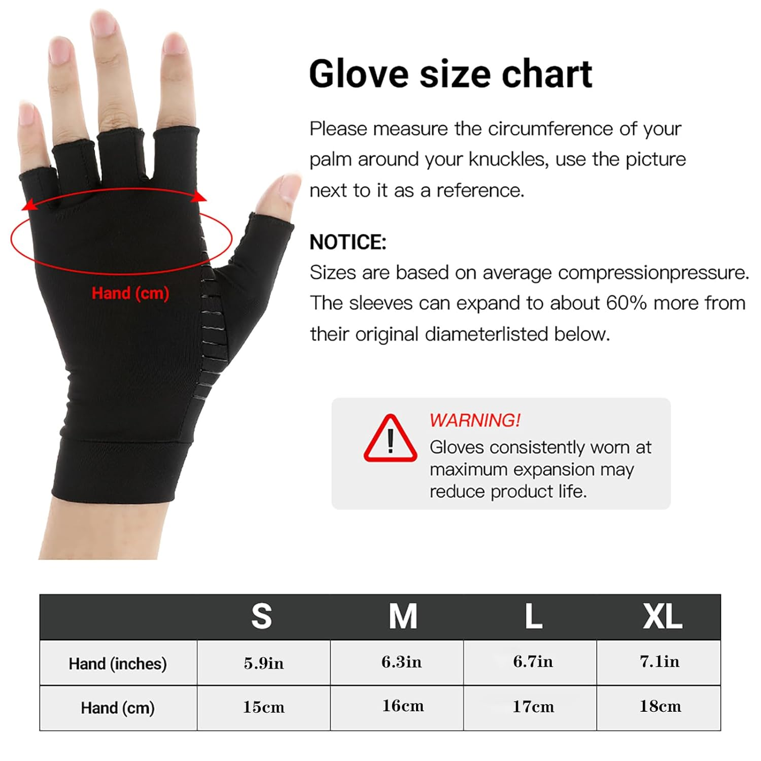 Mokigol Copper Arthritis Gloves, Copper Infused Fingerless Glove for Arthritis Pain to Alleviate Carpal Tunnel, Rheumatoid, Tendonitis, Computer Typing and Daily Work Fits Women & Men, Black, Medium image number 1
