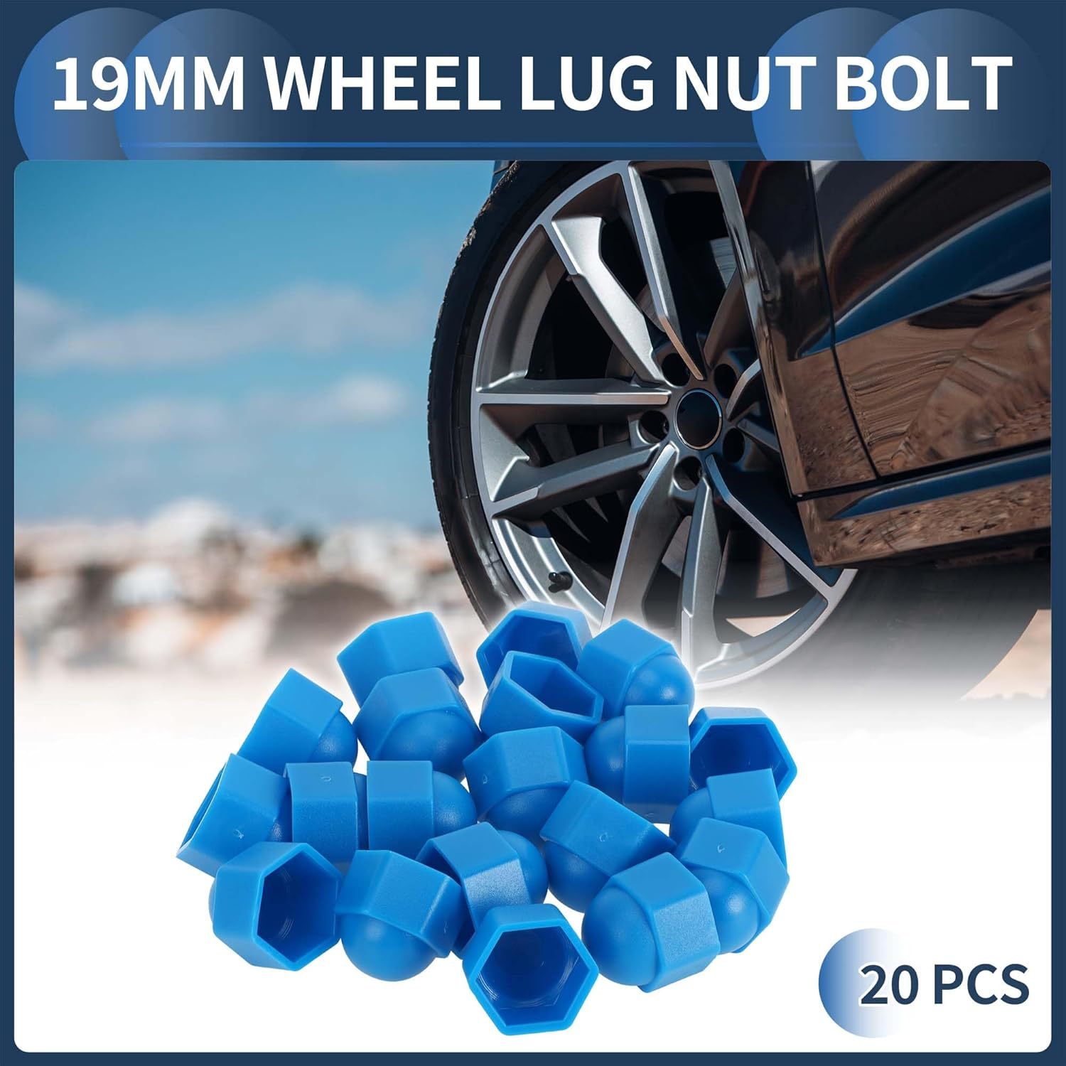 INFINAUTO Wheel Nut Bolt 19 Mm Rims Tyre Nut Screws Dust Cap Cover Nut Protection Plastic Blue image number 4
