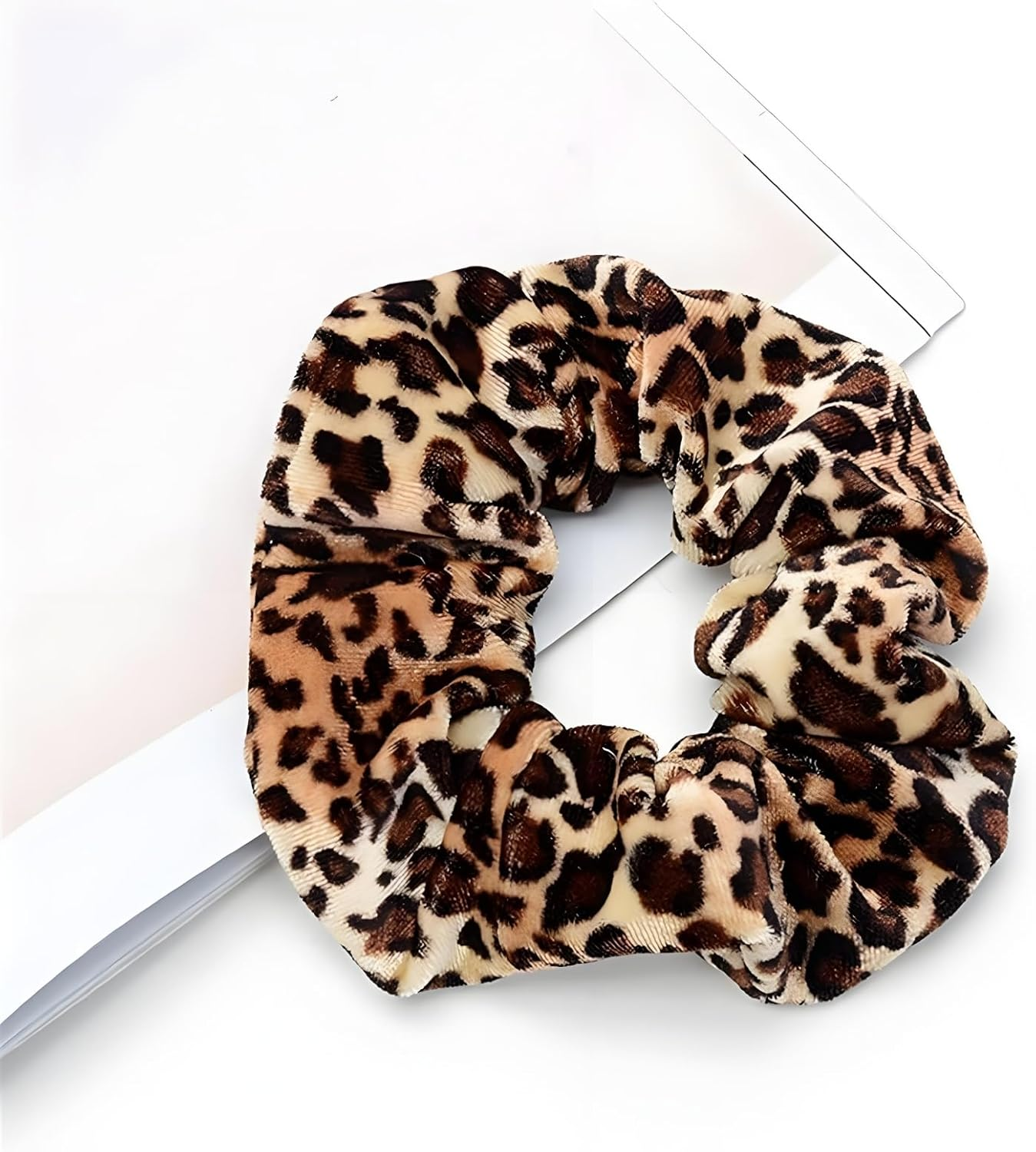 Set of 2 Leopard Print Velvet Hair Bobbles with Premium Elasticity - Fashion Accessories for Updo and Everyday Use (Skin-Friendly) image number 3