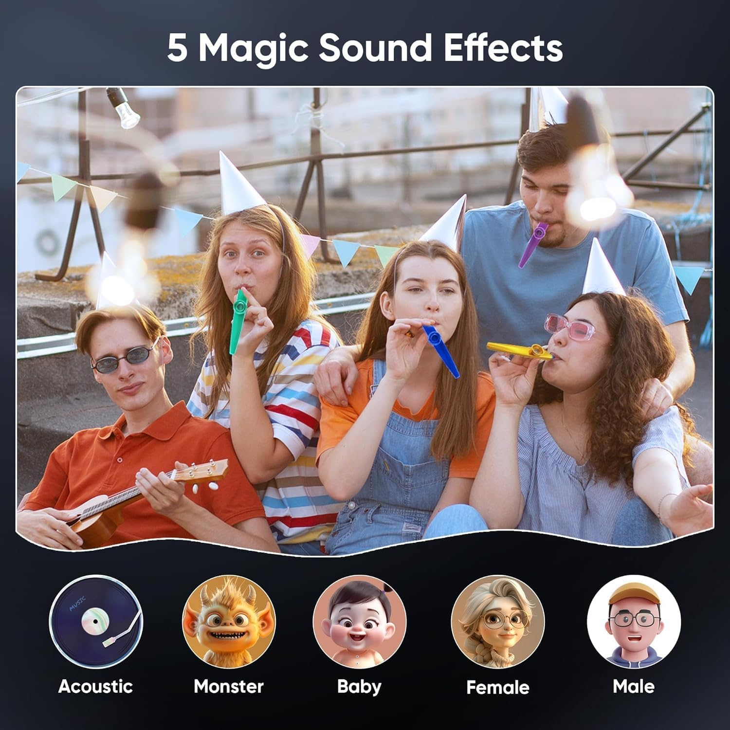 YLL Upgraded Karaoke Machine for Kids & Adults, Portable Bluetooth Speaker with 2 Wireless Microphones with LED Lights, Supports USB/TF/AUX, Christmas Birthday Gifts for Boys Girls, Home Outdoor Party image number 6