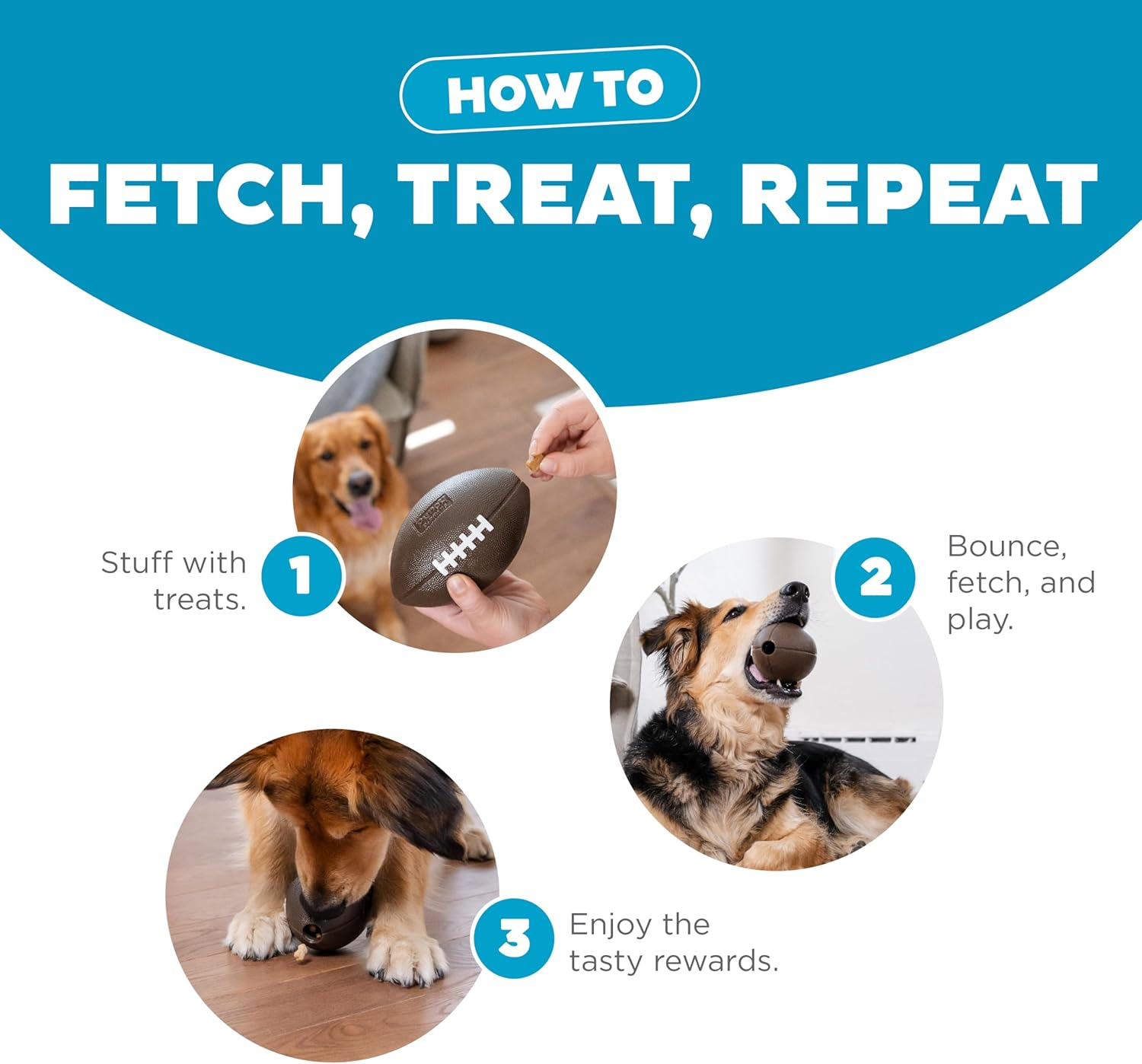 Outward Hound by Planet Dog Football, Durable Treat-Dispensing Dog Ball, Interactive Fetch Toy, Orbee-Tuff, Mint Scented, Bpa-Free, for Indoor & Outdoor Play, Brown image number 2