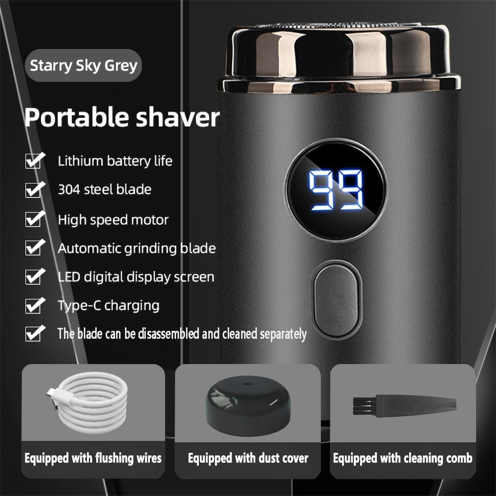 Mens Travel Mini Portable Electric Shaver,Usb Charging Men Razor,Upgraded Version with Digital Battery Display,Compact and Portable, Suitable for Office, Business, and Travel Use, Making Confident Smiles Everywhere