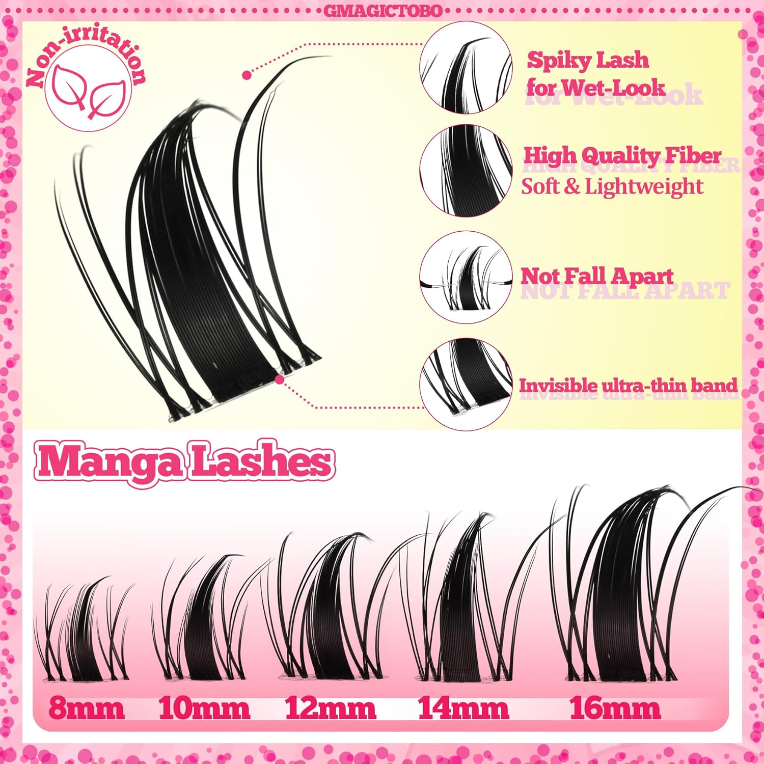 Gmagictobo - Sleeve Lash Groups: the Pointed Anime Lash Group Is Made of Upgraded Synthetic Fiber, Soft, Thick, Durable and Lightweight, Non-Irritating, Bringing You a Better And image number 2