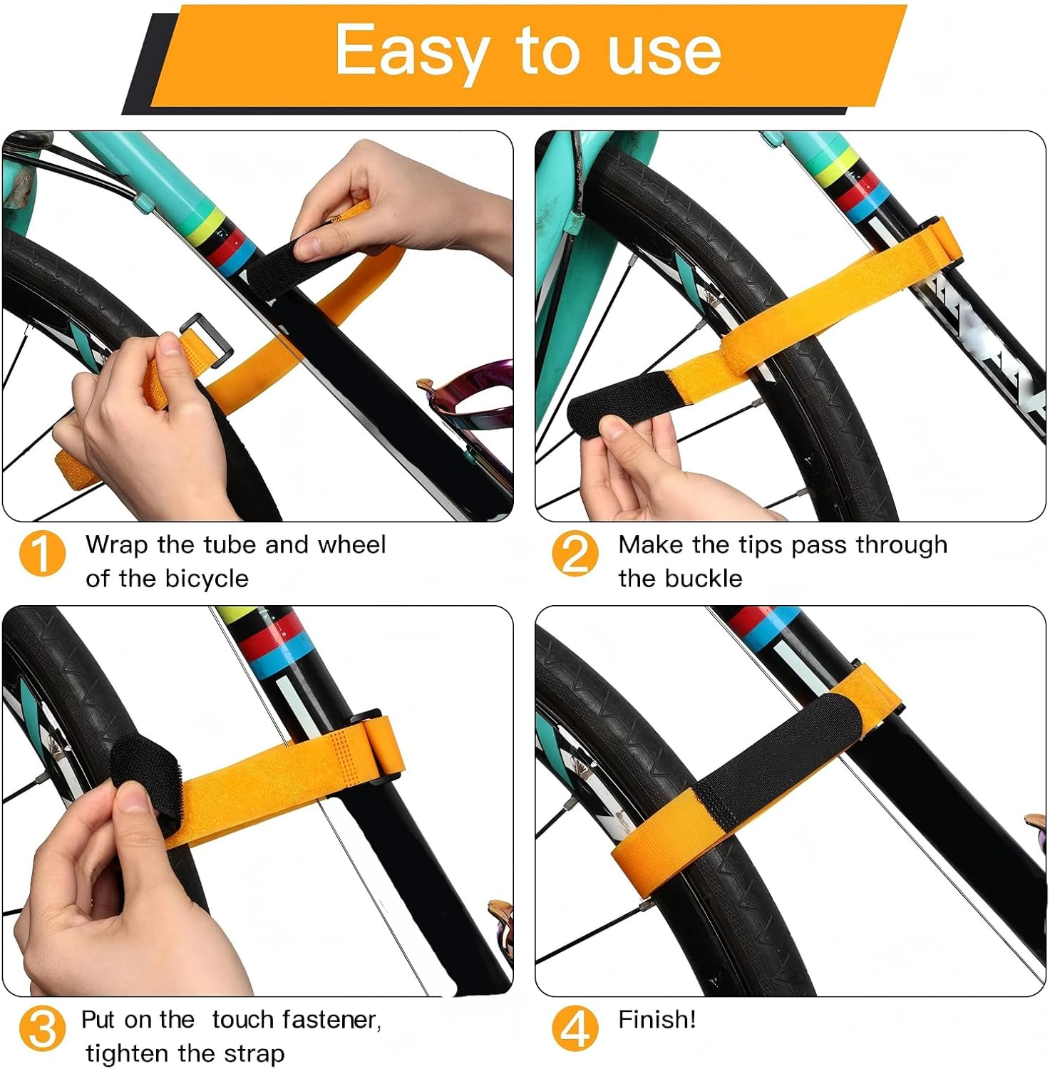 15 Pieces Adjustable Bike Straps Reusable Bike Rack Straps Cinch Replacement Wheel Stabilizer Accessories for Transporting, 1 X 23.6 Inch, 1 X 11.8 Inch image number 4