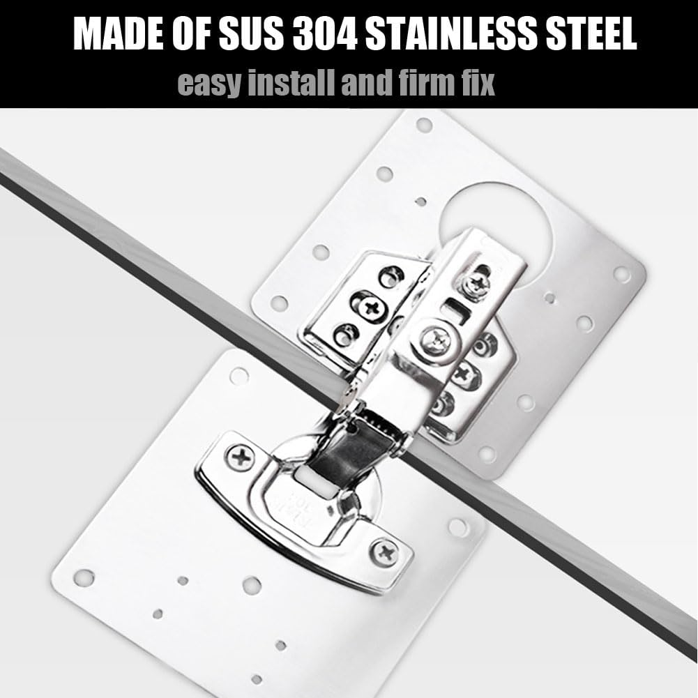 3PCS Stainless Steel Cabinet Door Hinge Repair Plate Furniture Cabinet Door Hinge Fixed Installation Hinge Hole Repair Artifact with Screws (Black) image number 6