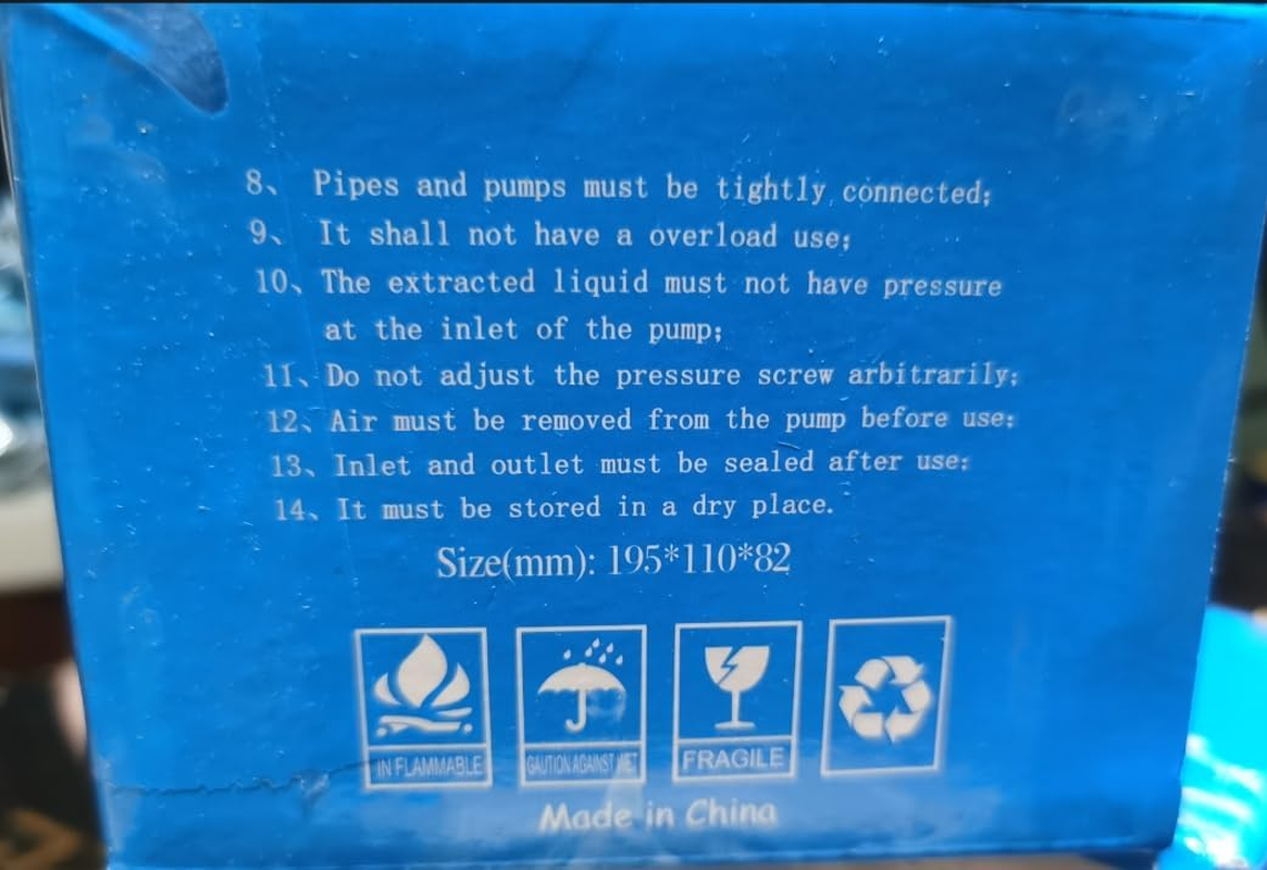 CYBERNOVA DC12V 100 PSI 4.0L / M Pump (Integrated Pressure Switch) High Pressure High Pressure Water Self-Priming Pump with Pressure Switch Caravan/Boat/Camper/Garden image number 3