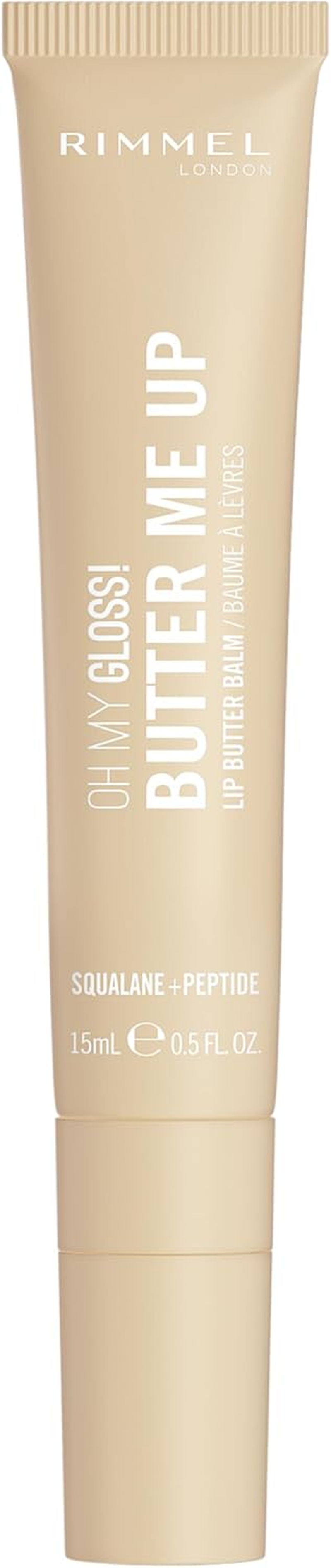 Rimmel London Oh My Gloss Butter Me up Lip Butter Balm 001 Vanilla Frost, Hydrating Lip Balm, Tinted Lip Balm, Lip Care, Hydration, Nourishing, Squalene, 15Ml (0.53Oz)
