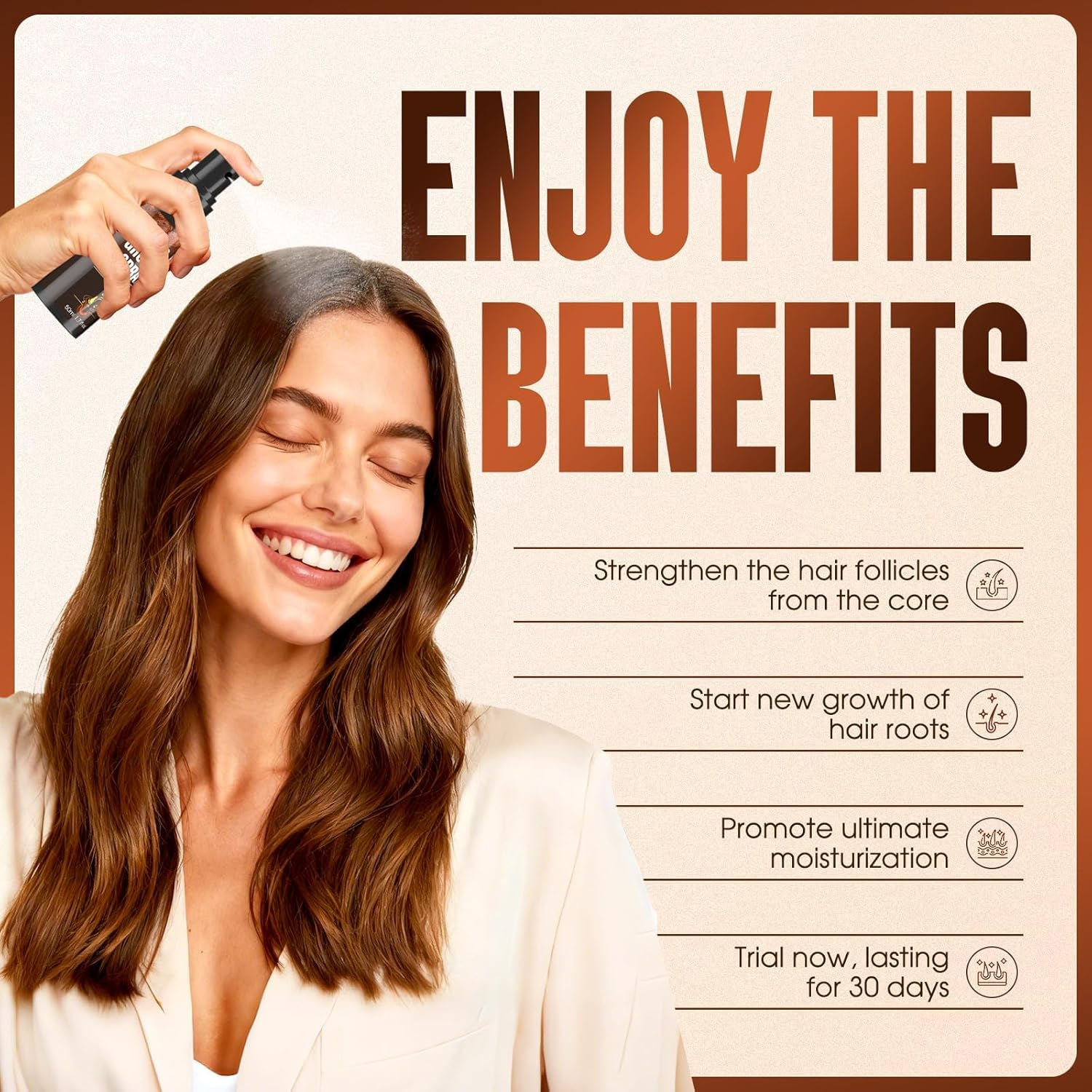 Herbs Boat Hair Growth Spray, Hair Growth Spray, with Biotin, Ginger Root Extract, He Shou Wu, Castor Oil, Reduced Shedding, Hydration and Silky Texture for Women & Men - 50Ml (1Pcs) image number 2