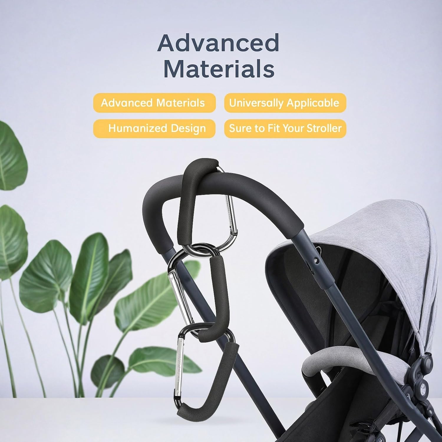 Stroller Hooks, Pram Clip and Carabiner Clip with Heavy-Duty Aluminium, Foam Grip, 6.3 Cm Size, 3 Pack, Compatible with Most Strollers &ndash; Unron image number 3