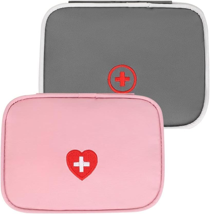 Mini Medical Bag Empty Travel First Aid Bag, 2Pcs Portable Empty First Aid Bag Travel Medicine Pouch,Empty Travel Medicine Bag Small Medical Organizer Storage Pouch,Empty First Aid Bag Medicine Pouch