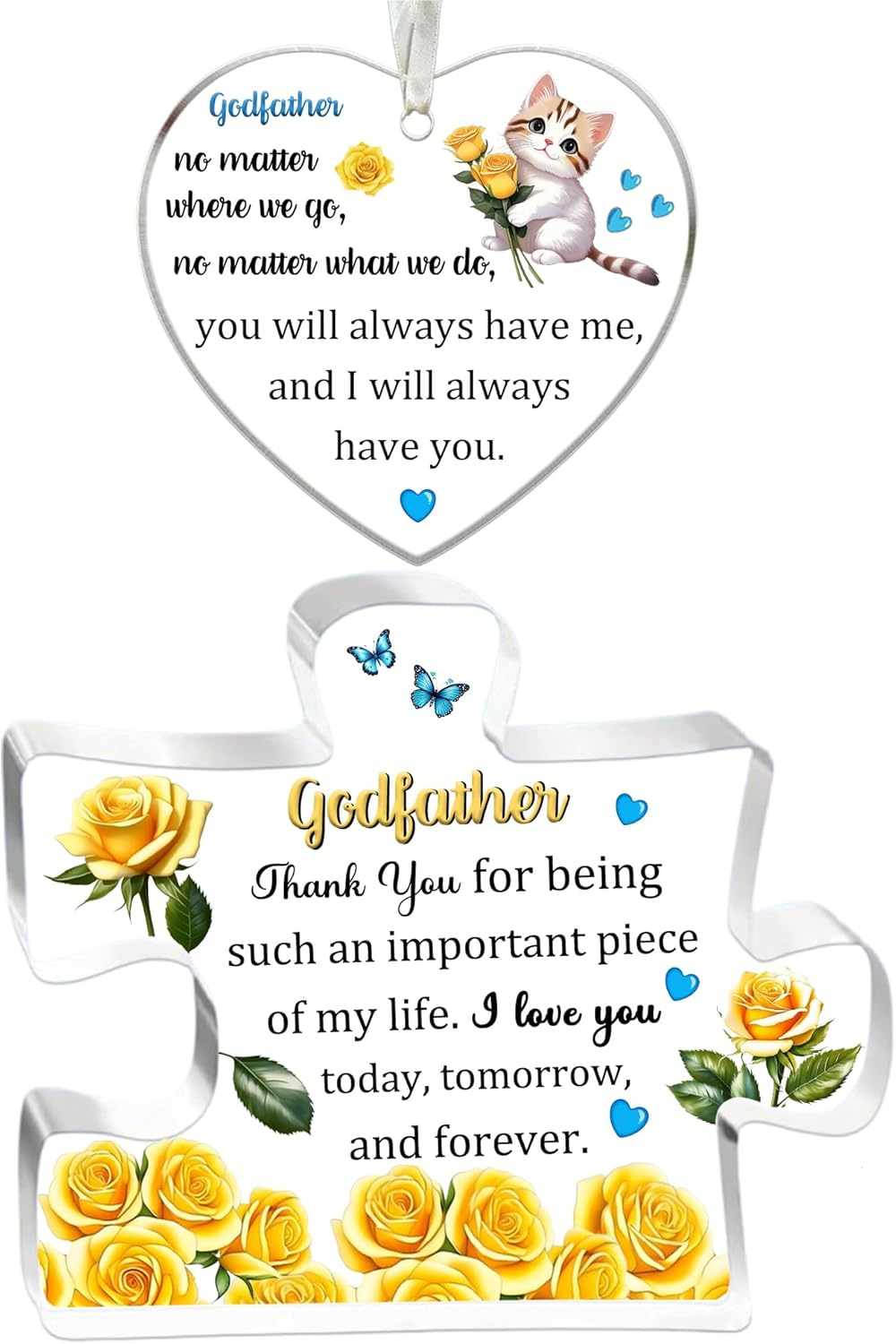 Mom 2PC Set Acrylic Puzzle Plaque Heart Hanging Ornament Women Mothers Day Birthday Mommy Appreciate Thanksgiving Christmas Mum Thank You Keepsake Mommy Retired from Son Daughter