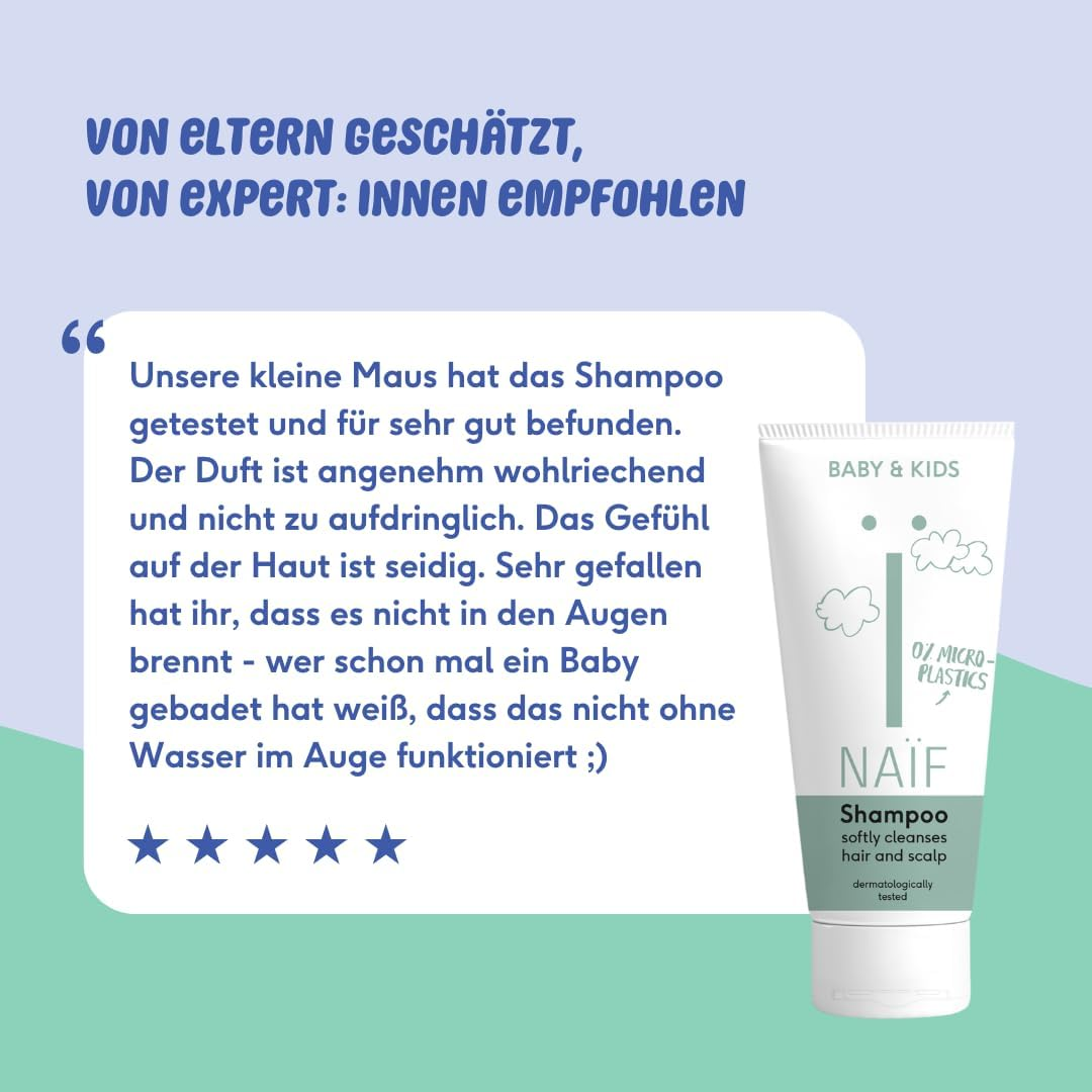 Na&iuml;f, Nourishing Shampoo for Baby and Child, Cleans Hair and Sensitive Scalp, Free from SLS/SLES and Silicone, Natural Shampoo with Coconut & Cotton Seed Oil, 100% Vegan, 500 Ml image number 6