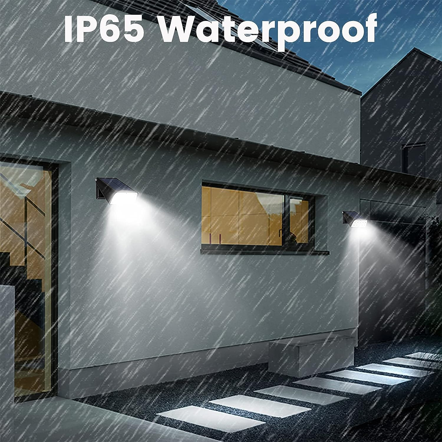 Patio Wall Light Solar Powered, Dusk-To-Dawn Light Sensor Deck Lights, 2-Mode 90&deg; Rotatable, Outdoor Wireless Security Lights Waterproof, Solar Spotlight for Porch, Garage, Fence, 2-Pack image number 1