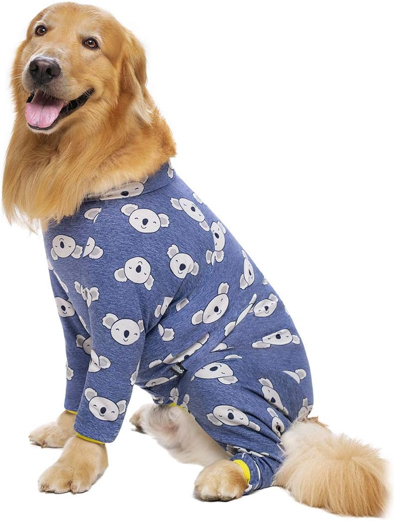Miaododo Cotton Large Dog Pajamas Strawberry Printing,Full Belly Coverage Dog PJS for Medium Large Dogs after Surgery,Big Dog Clothes Holiday (32(Chest 32.28'',Back Length 21.65''), Pink Strawberry) image number 3
