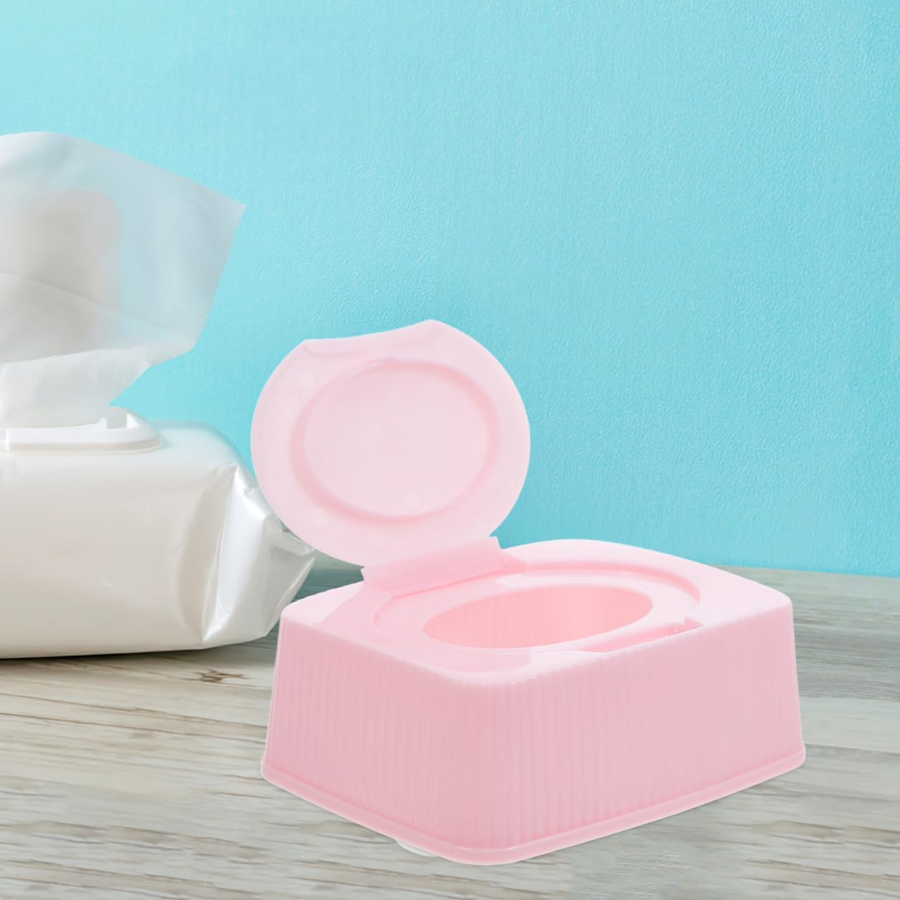 Wipes Container with Flip Lid Dustproof Wet Tissue Storage Case Portable Refillable Wipes Holder for Nursery Bathroom and Travel image number 5