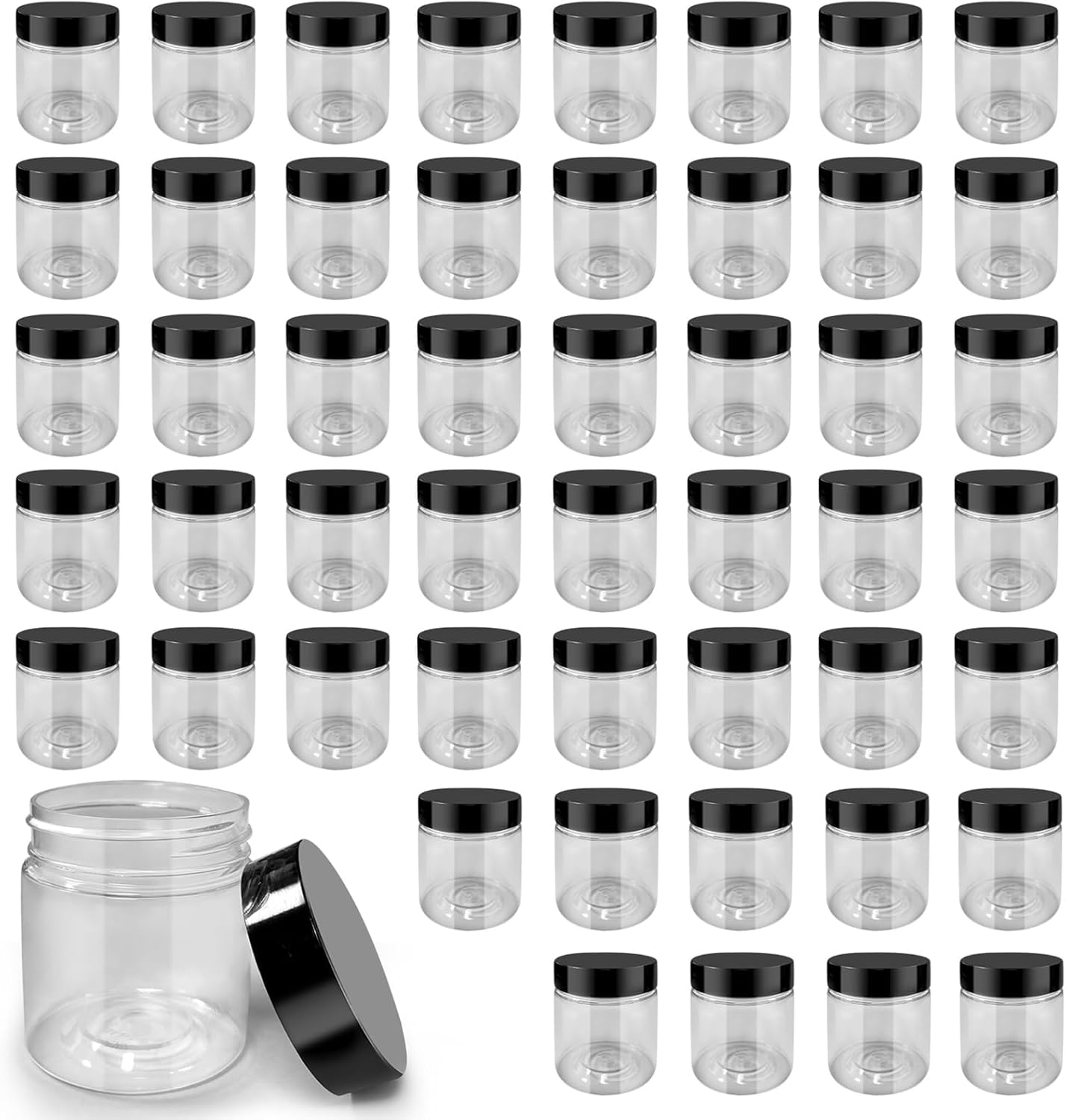 50 Pack 4 Oz Clear Plastic Jars with Lids - Small/Mini Containers for Slime, Ointments, Creams, Samples, Eyeshadow, Travel Storage, Makeup, Lotion, and Body Butter. image number 5
