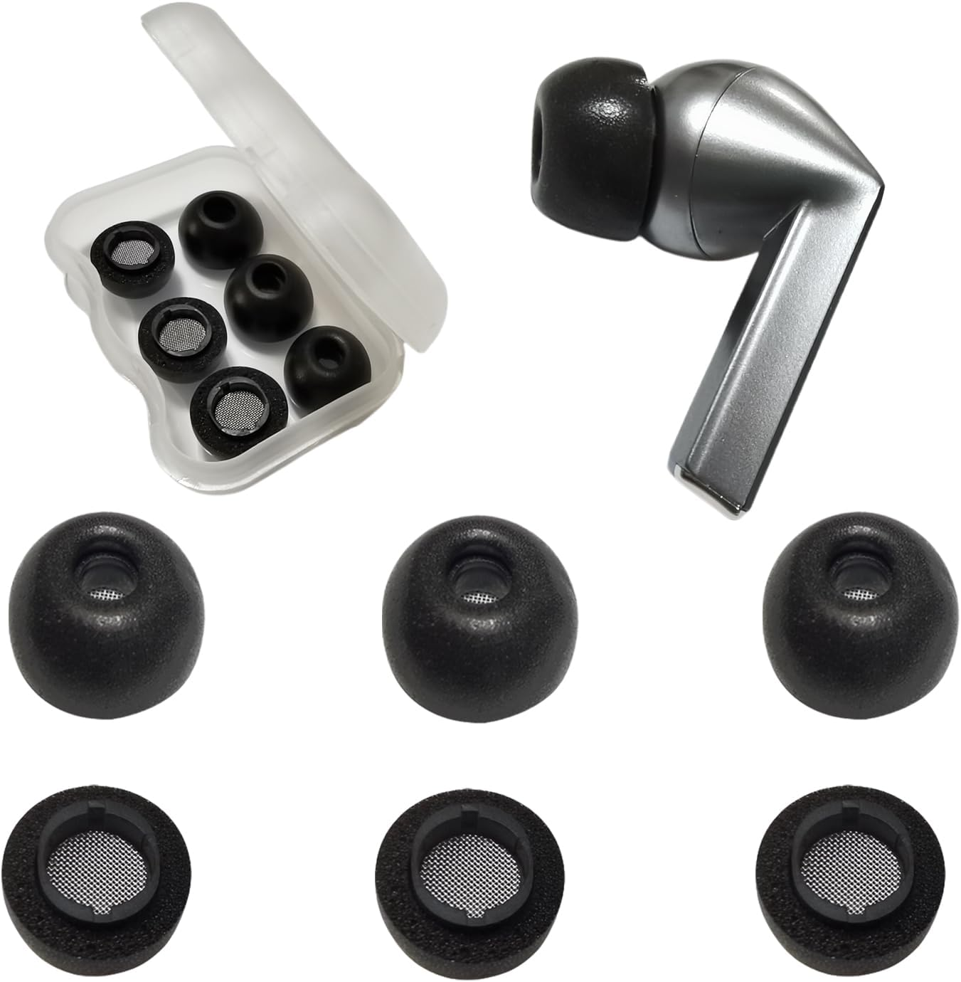 4 Pairs L/M/S/XS Memory Foam Tips for Samsung Galaxy Buds3 Pro Ear Tips Replacement Earbuds Tips for Galaxy Buds 3 Pro Earbud Fit in Case Black - Medium image number 5